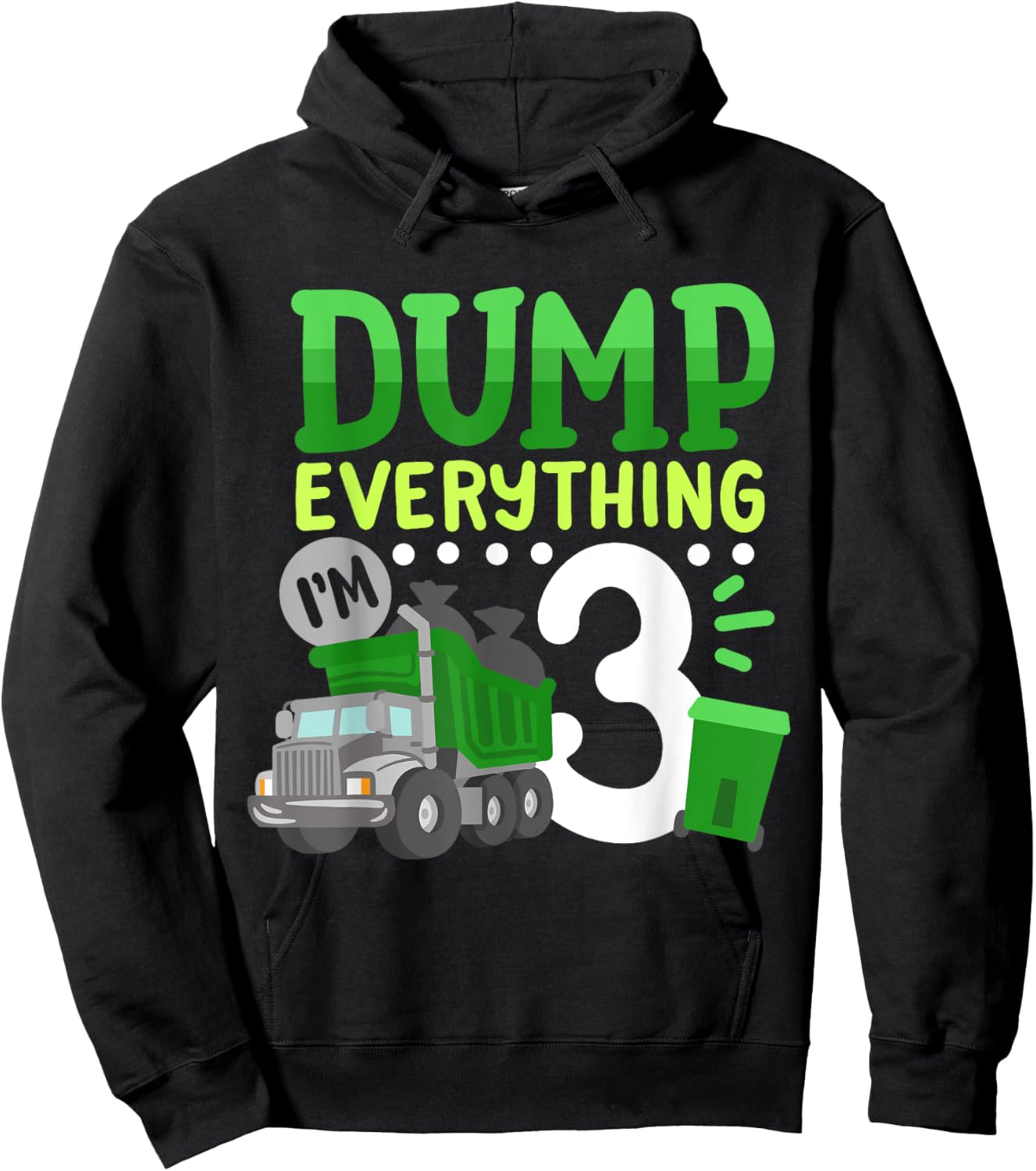 3rd Garbage Truck Birthday Boys Dump Everything 3 Years Old Hoodie - Hoodie | Black