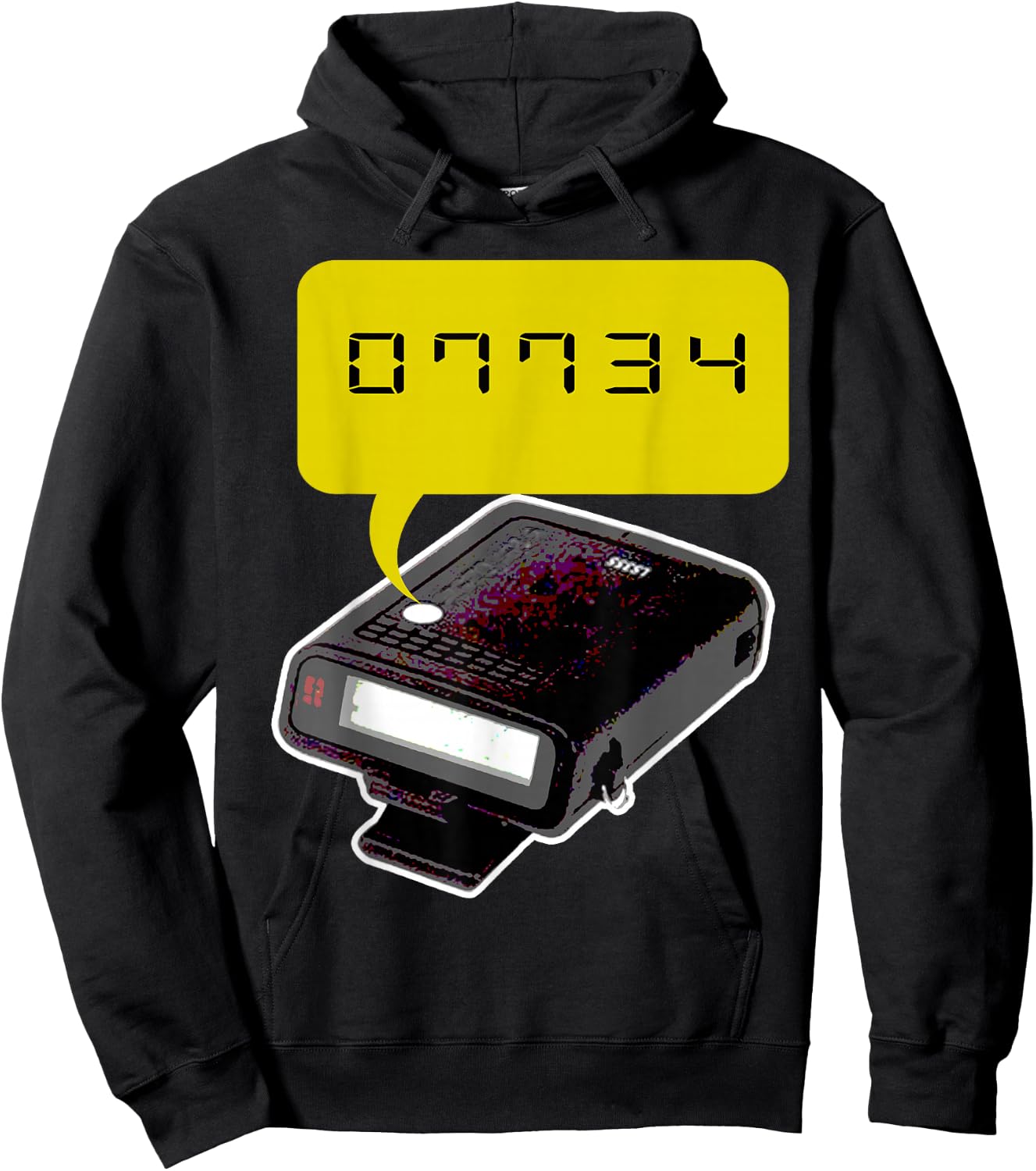 Old School Retro Tech 90s Pager Beeper Urban Phrase Hello Hoodie - Hoodie | Black