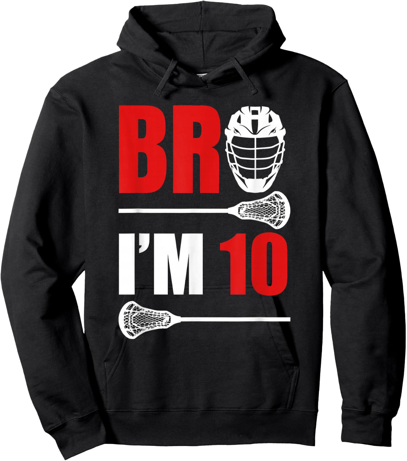 10th Birthday Shirt Boy Bro I'm 10 Year Old Lacrosse Theme Hoodie - Hoodie | Black