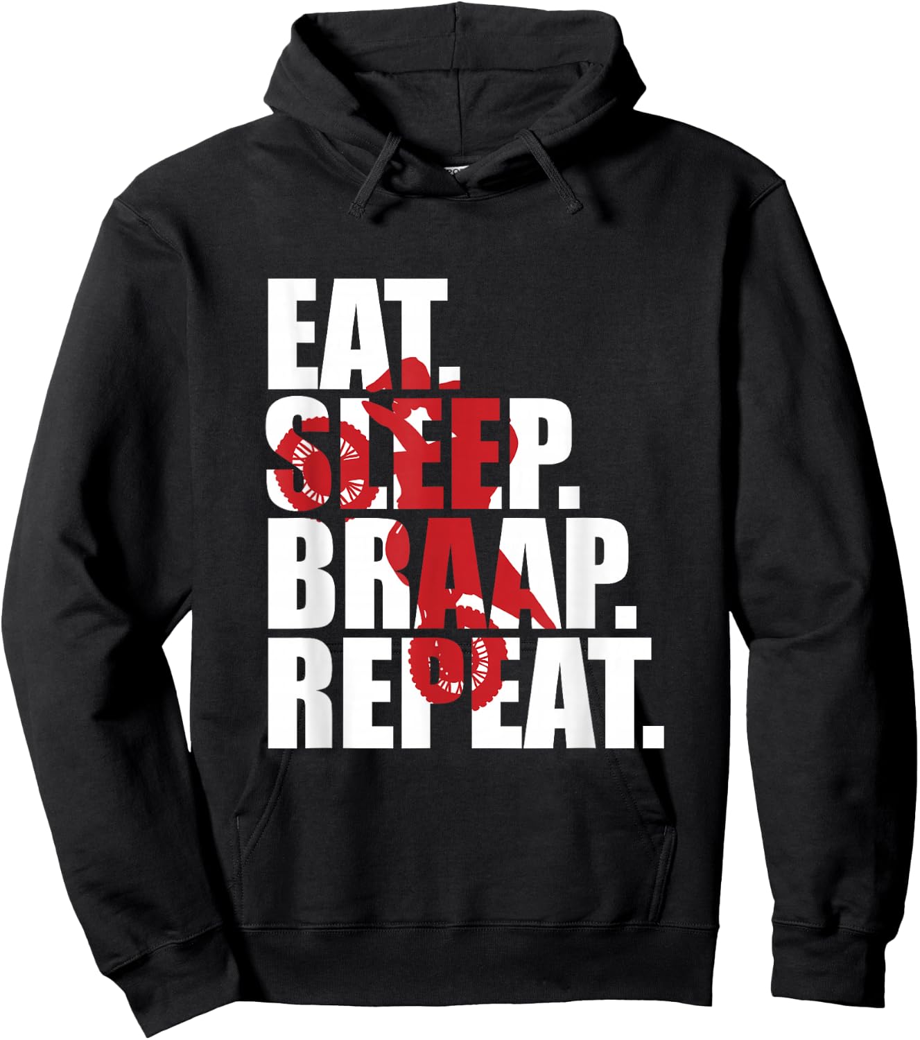 Motocross Eat Sleep Braap Repeat Dirt Bike Hoodie - Hoodie | Black