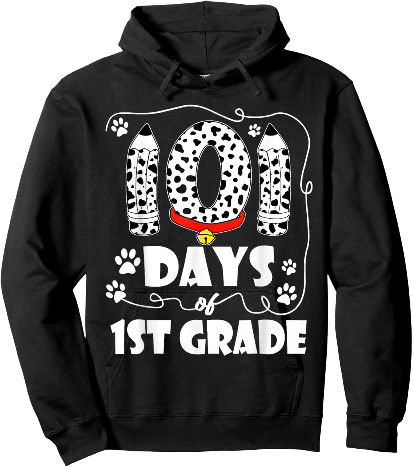 101 Days 1st Grade Dog 100th Day 100 Days School Students Women Girls Kids Hoodie - Hoodie | Black