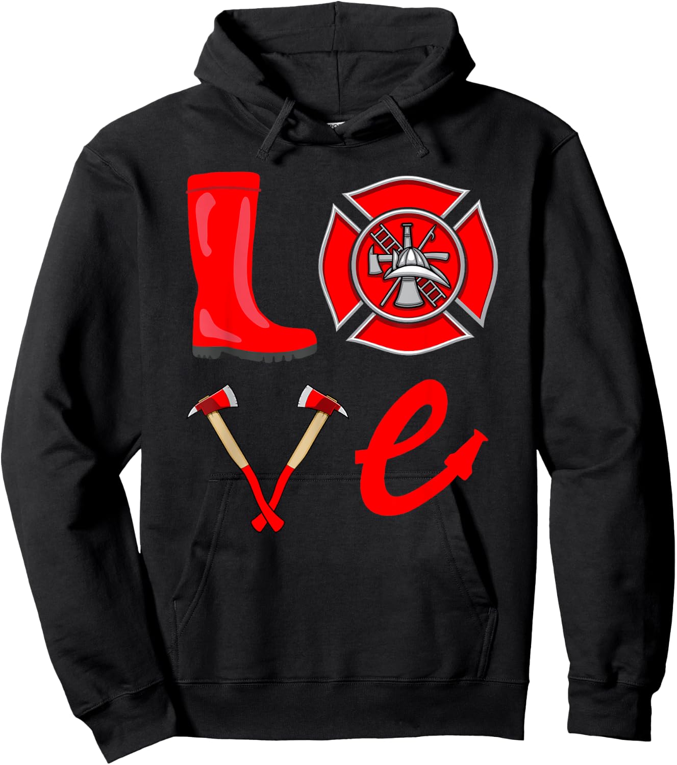 Love Firefighter Fireman Firefighting Fire Truck Hoodie - Hoodie | Black