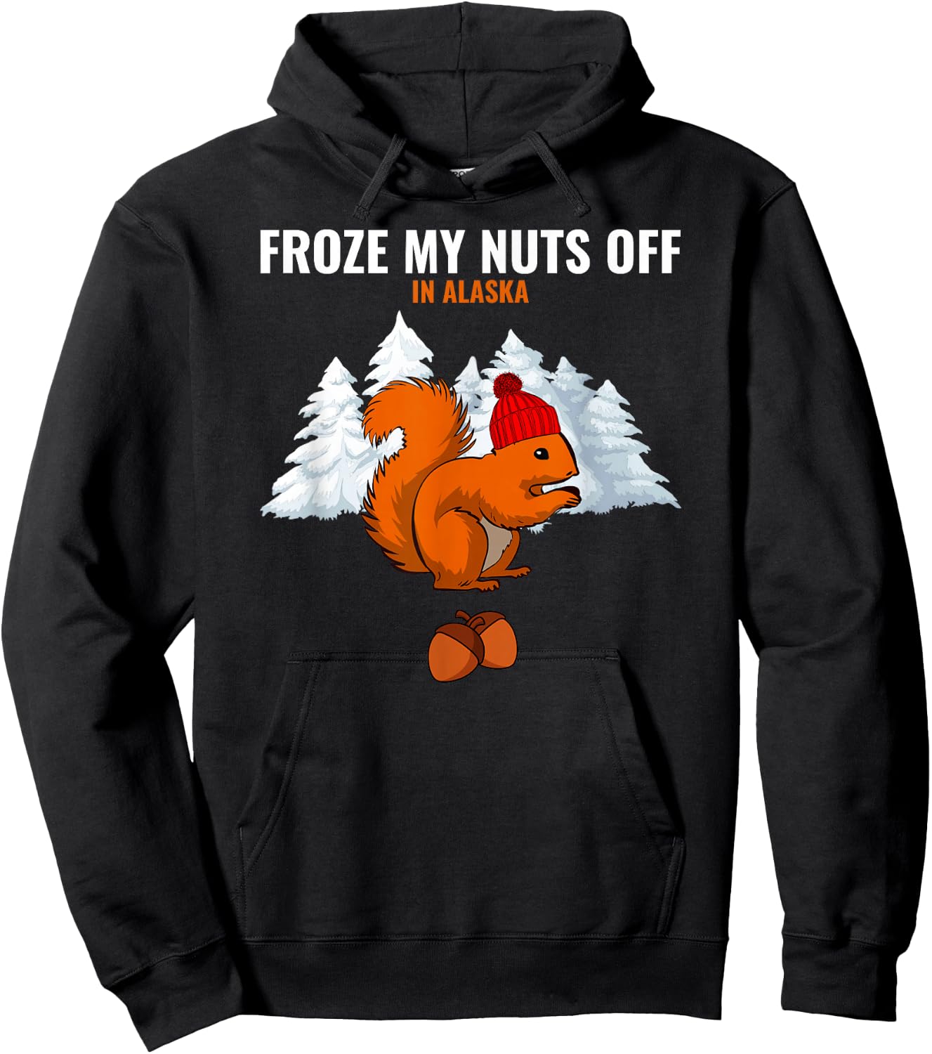 Froze My Nuts Off In Alaska Funny Squirrel Alaskan Tourist Hoodie - Hoodie | Black