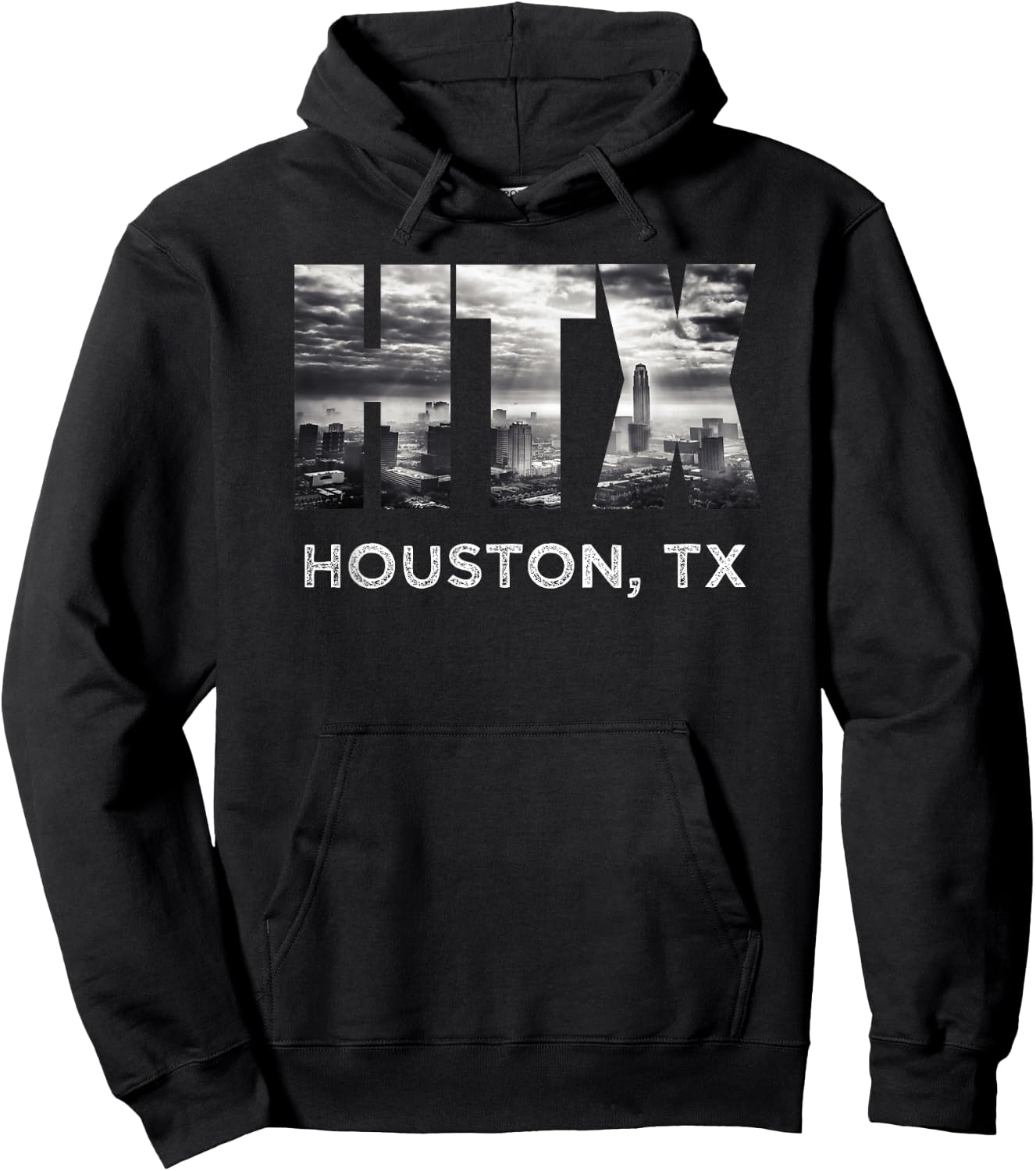 HTX City of Houston Skyline Art Downtown Texas Souvenir Gift Hoodie - Hoodie | Black