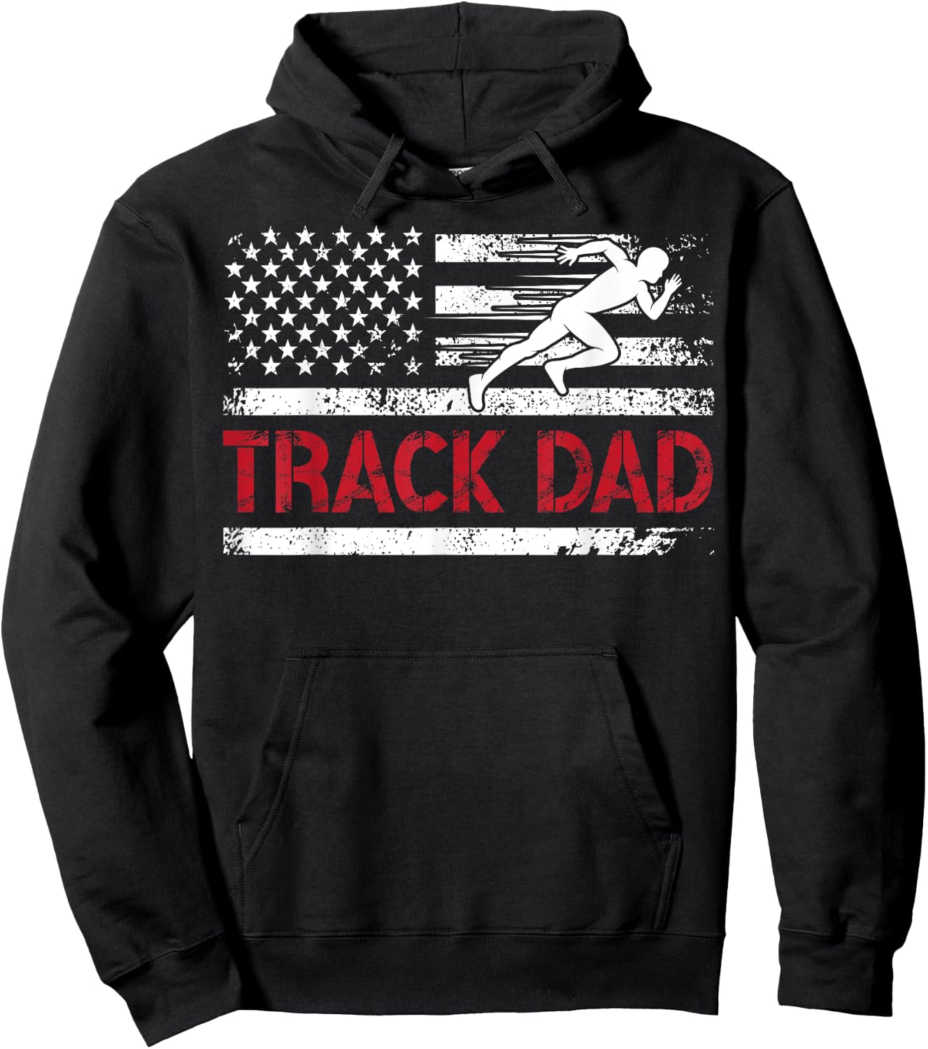 Track Dad Of A Track And Field Athlete US Flag Track Father Hoodie - Hoodie | Black