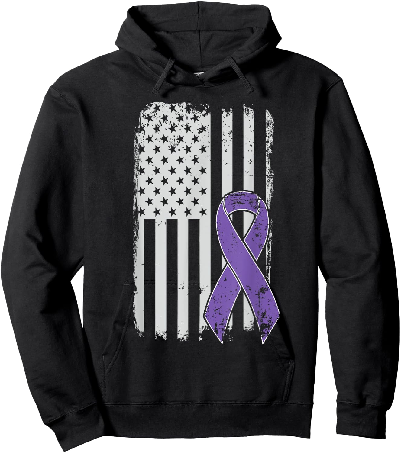 Testicular Cancer Awareness - Vintage USA American Flag Hoodie - Hoodie | Black