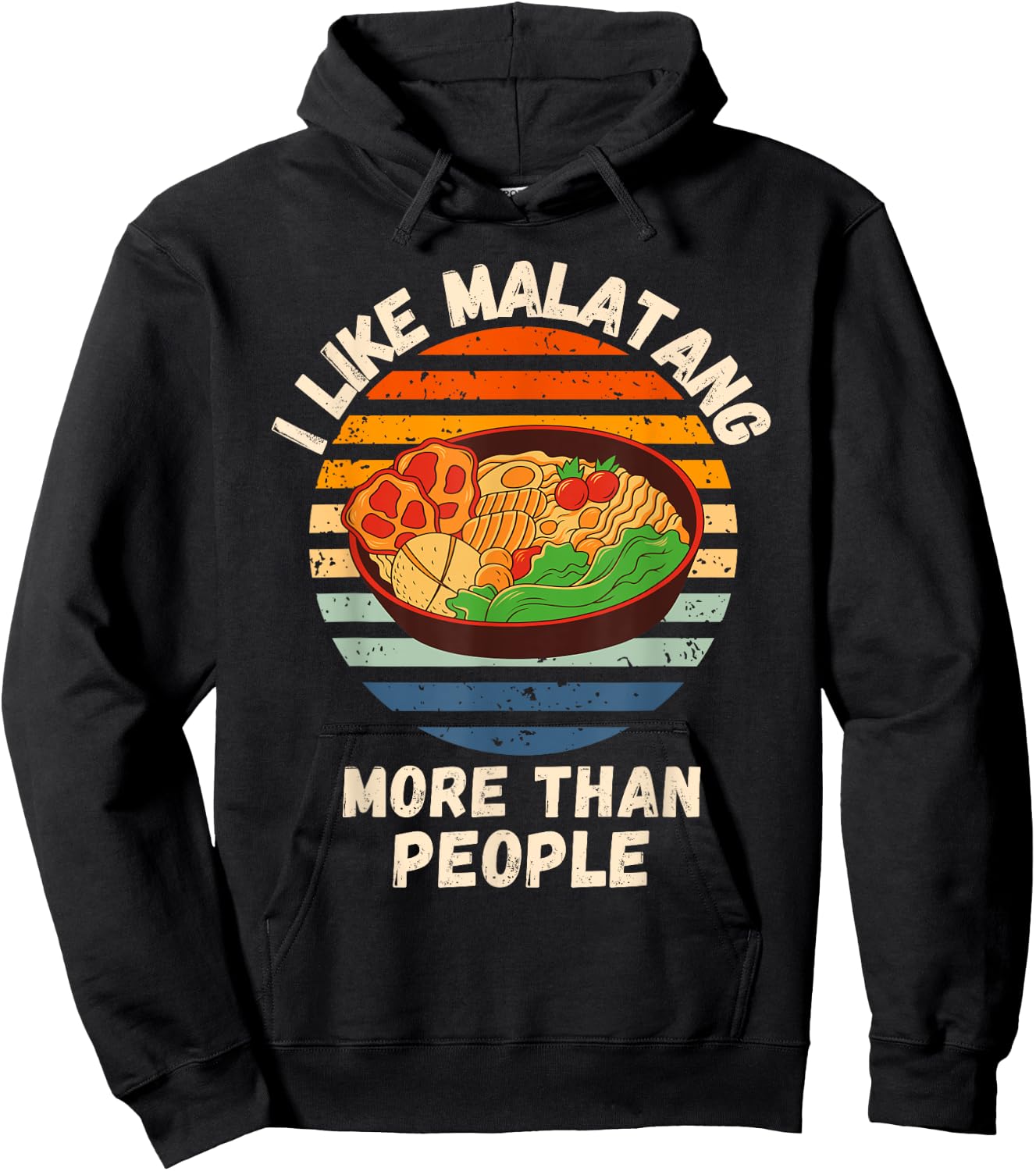 Vintage I Like Malatang More Than People Retro Malatang Hoodie - Hoodie | Black