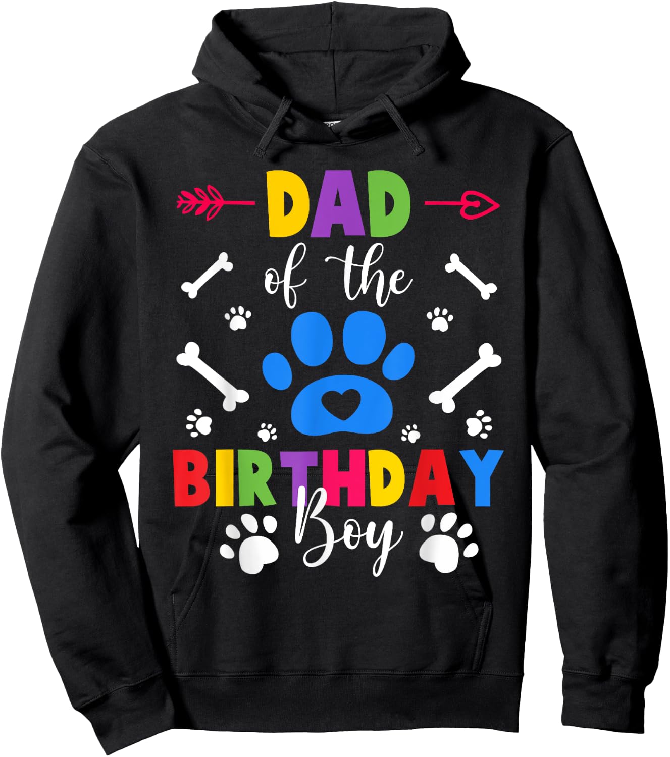 Dad And Mom Of The Birthday Boy Dog Paw Family Matching Hoodie - Hoodie | Black