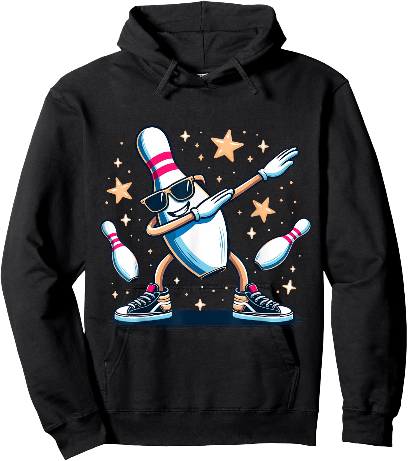 Bowling Pin Dabbing Sunglasses Bowler Player Kids Boys Men Hoodie - Hoodie | Black