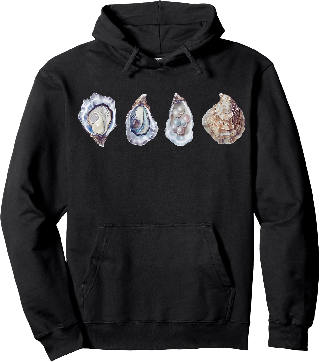 Oyster Seafood Shirt |Funny Oyster Pearl Seashell Girl Women Hoodie - Hoodie | Black