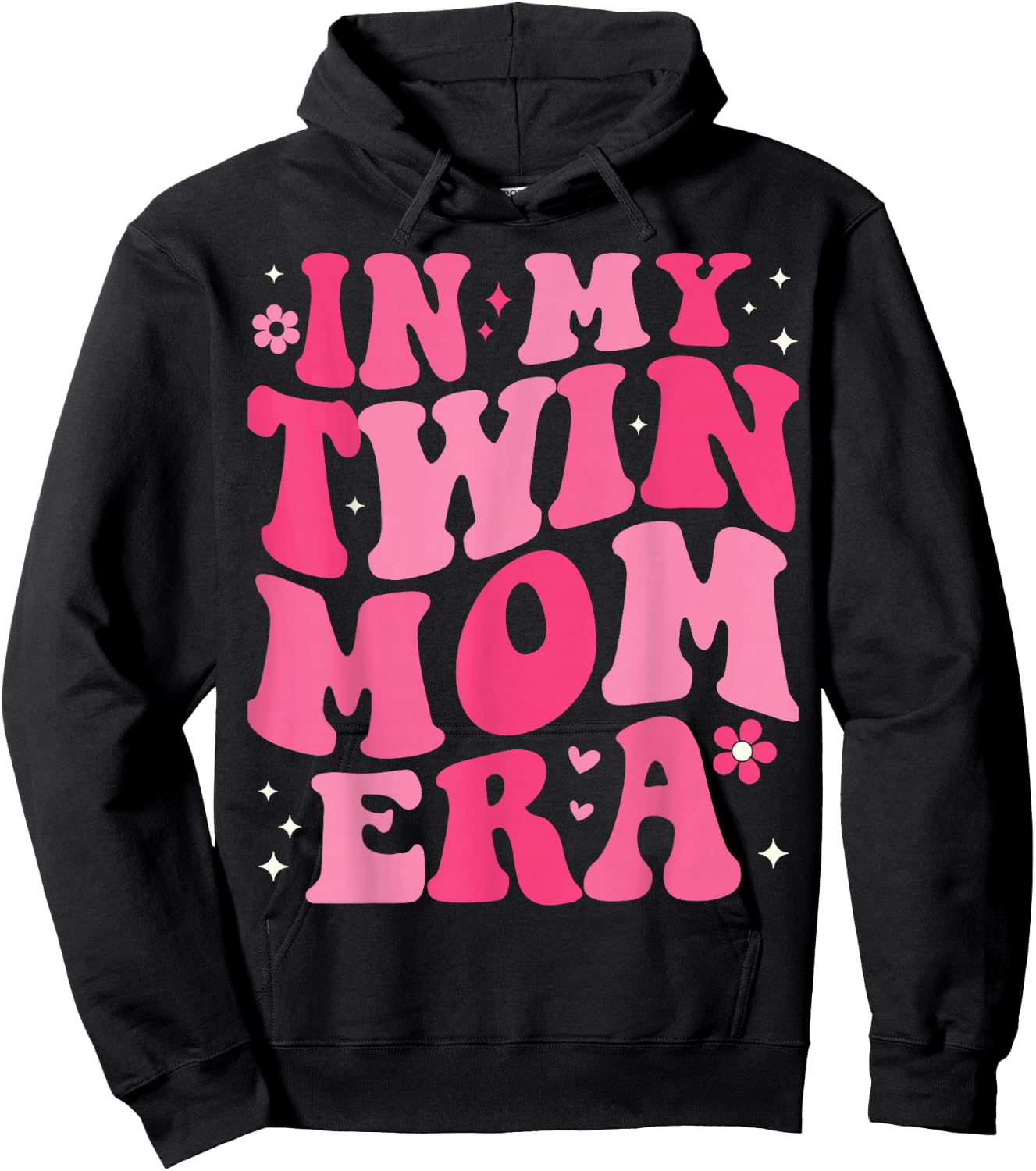 In My Twin Mom Era Groovy Funny Mom Of Twins Mother's Day Hoodie - Hoodie | Black