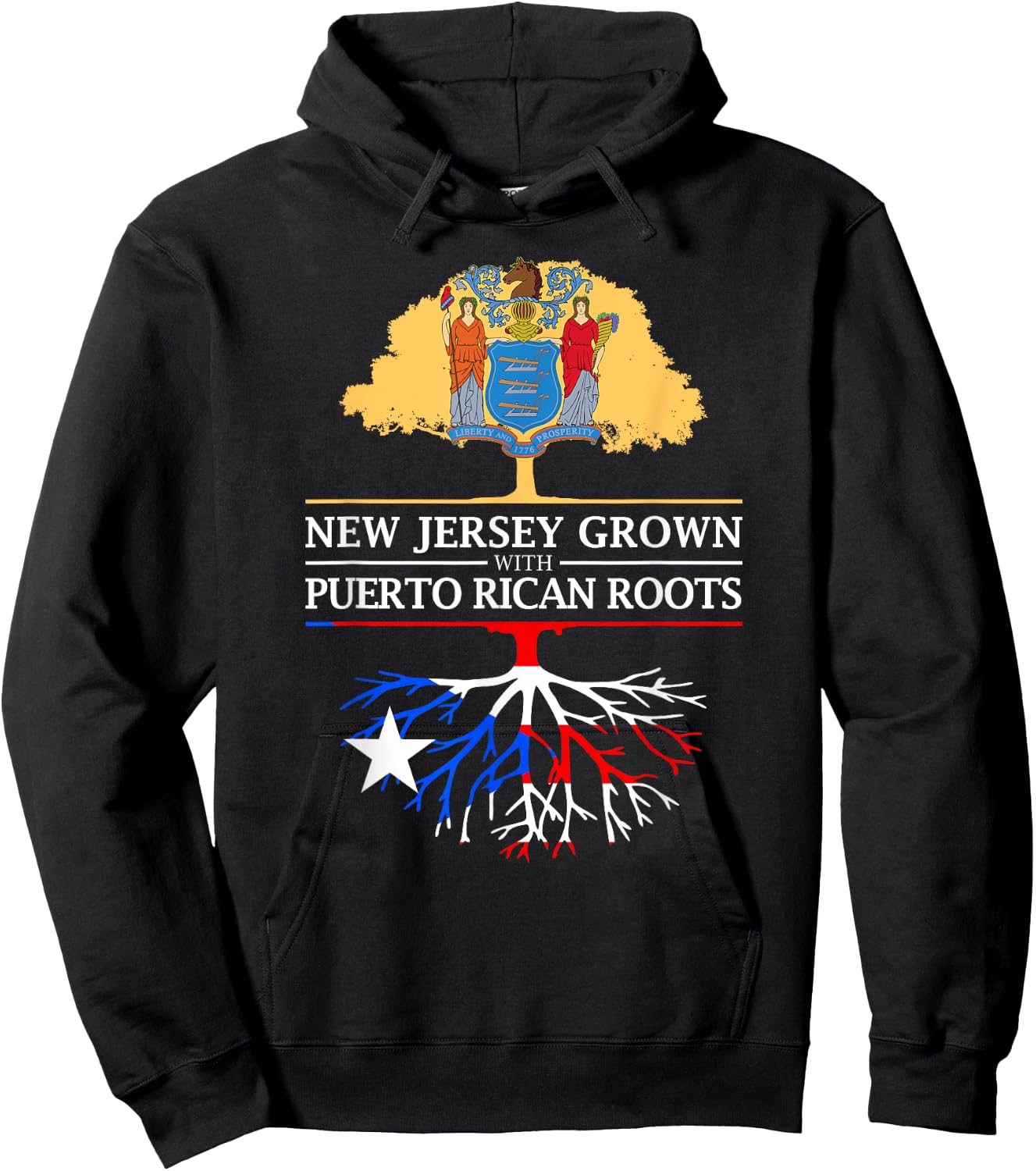 New Jersey Grown with Puerto Rican Roots Hoodie - Hoodie | Black