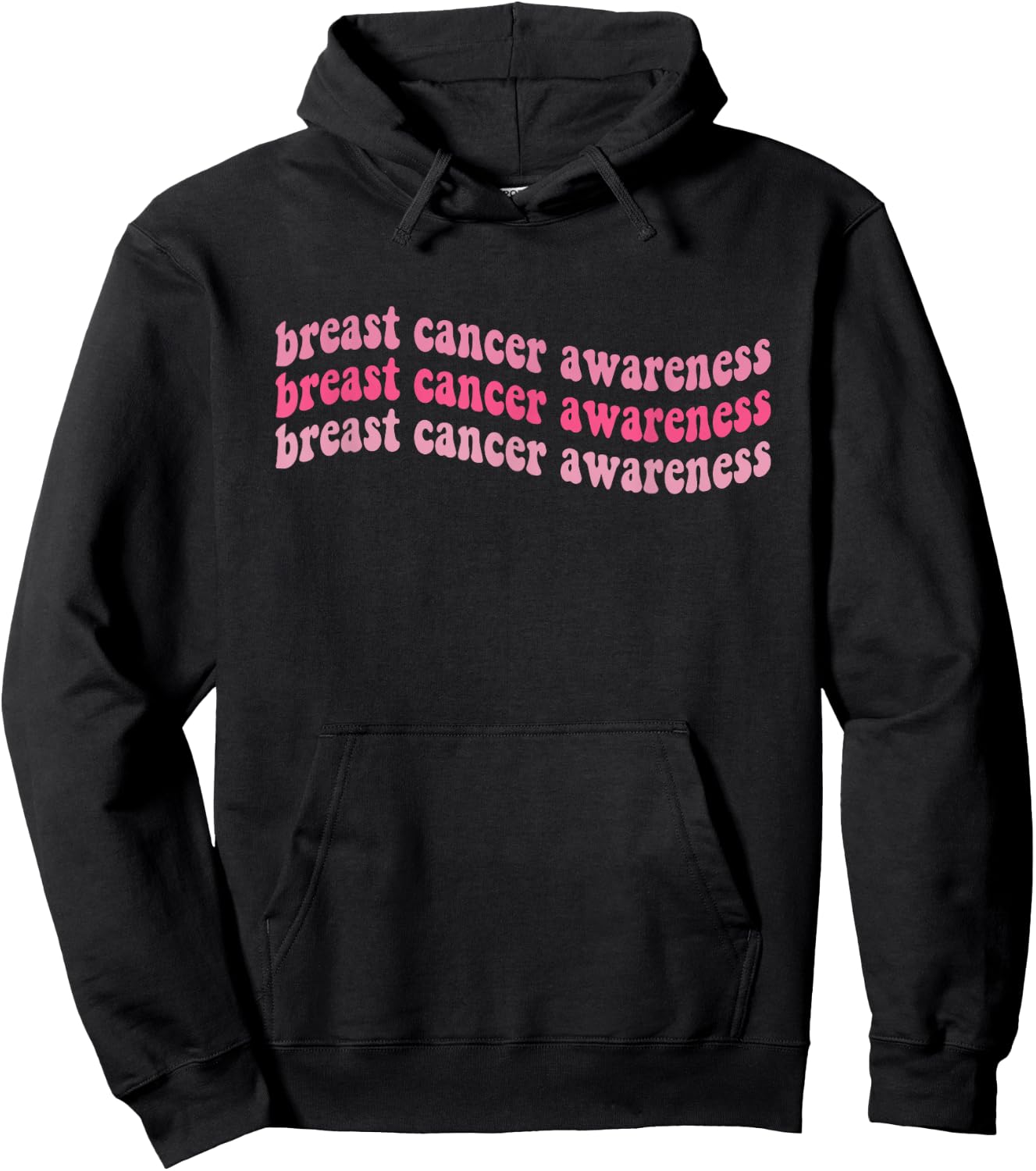 Pink Retro Groovy Breast Cancer Awareness Month Women Men Hoodie - Hoodie | Black