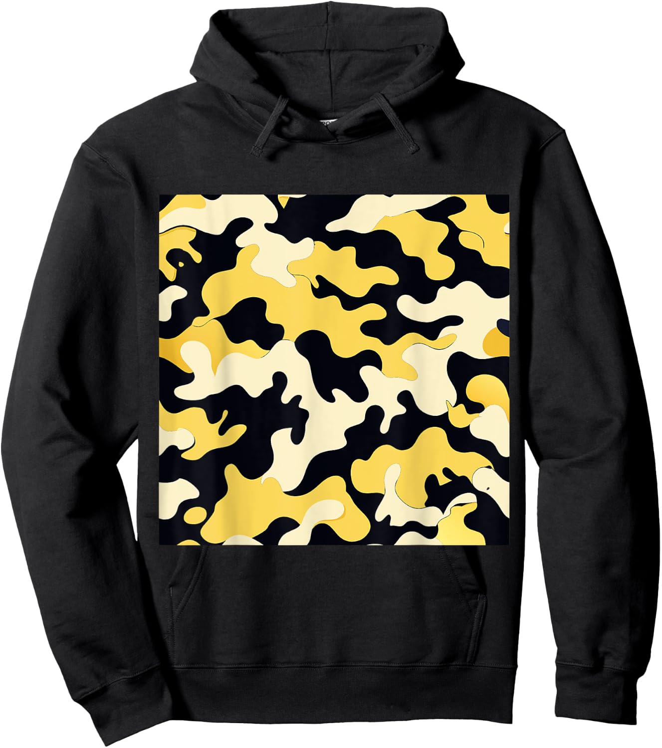 BY CRADOX CREATIVE Yellow Cream and Black Camouflage Art Pretty Pattern Camo , Small Hoodie - Hoodie | Black