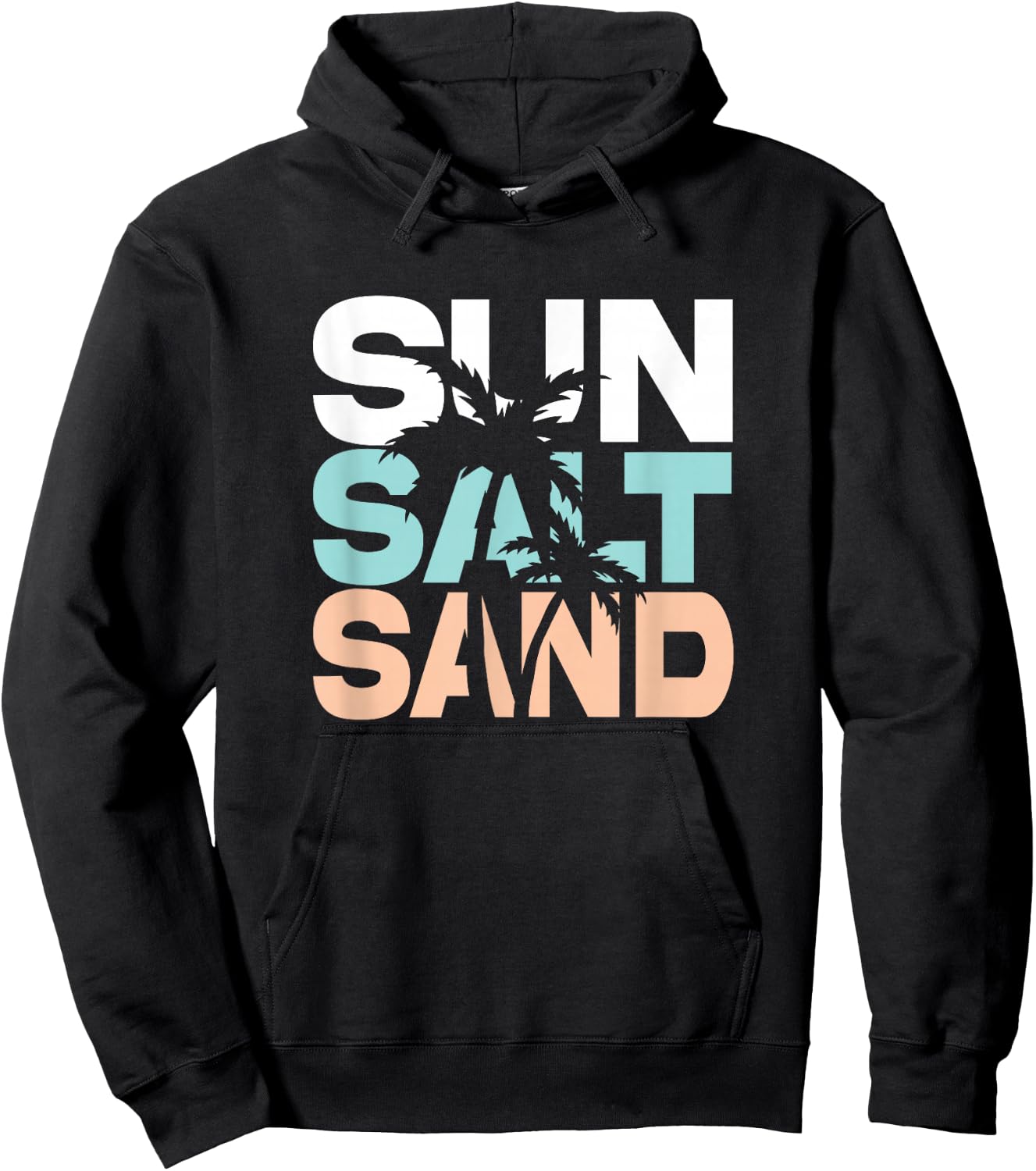 Sun Salt Sand Summer Retro Colourful Happy Holiday Palm Trees Hoodie - Hoodie | Black