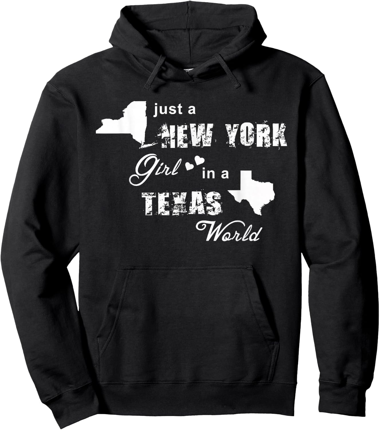 Just a New York girl in a Texas world t shirt printing Hoodie - Hoodie | Black