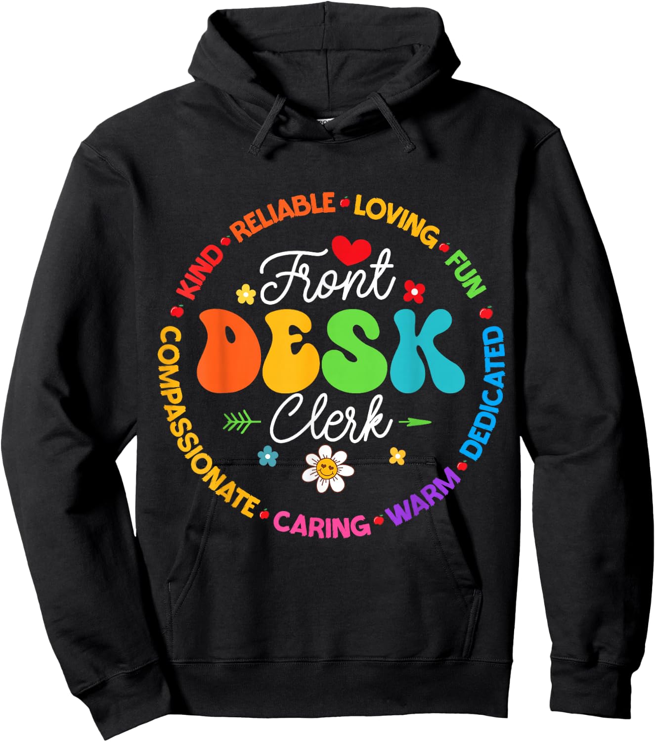 Groovy Front Desk Clerk Secretary Admin Appreciation Week Hoodie - Hoodie | Black