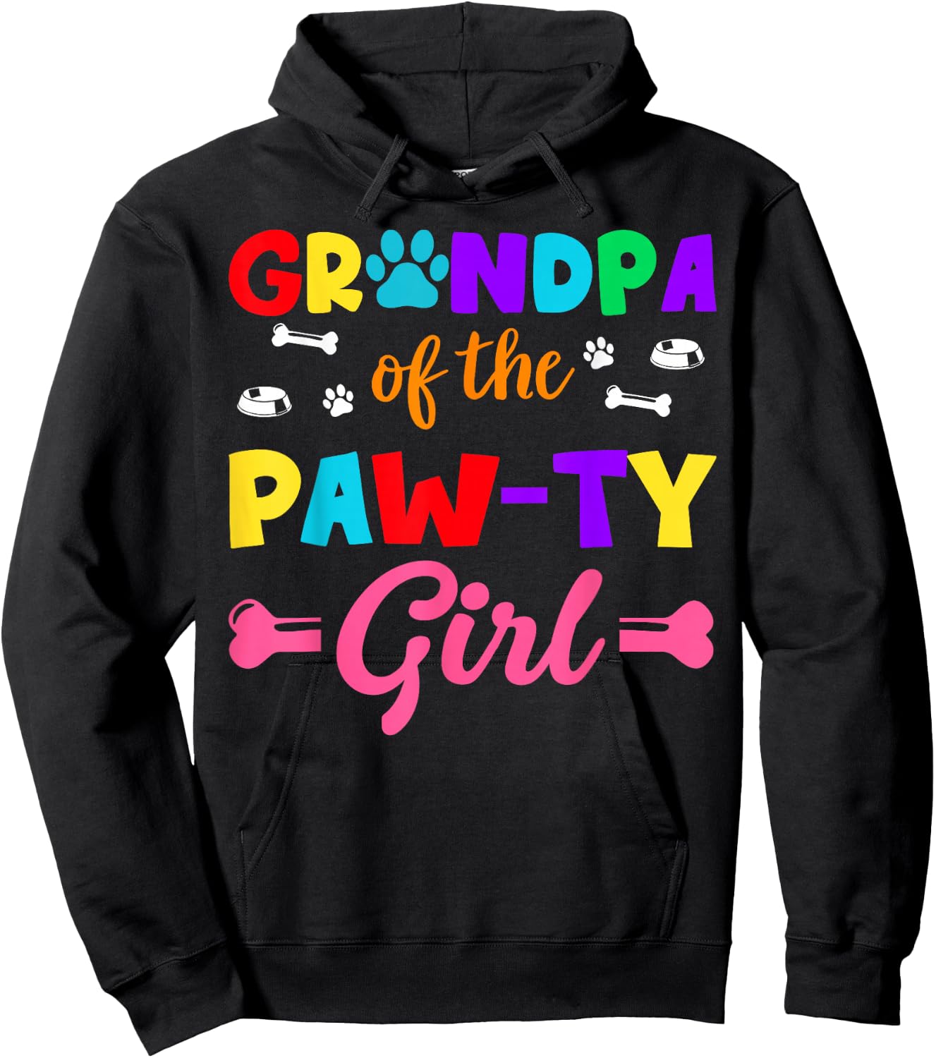 Grandpa of The Paw-ty Girl Dog Family Matching Party Hoodie - Hoodie | Black