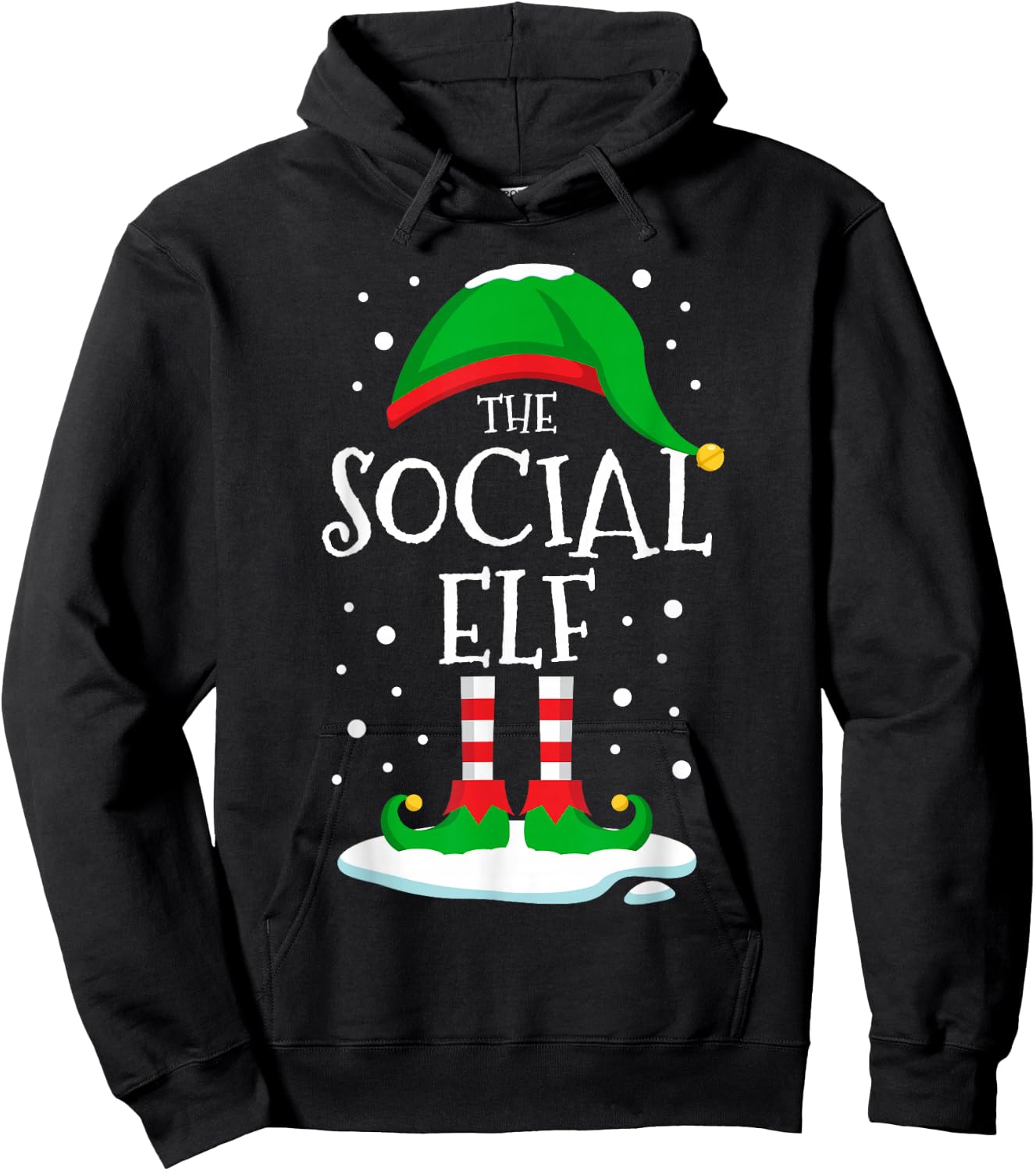 The Social Elf Christmas Family Matching Xmas Group Funny Hoodie - Hoodie | Black