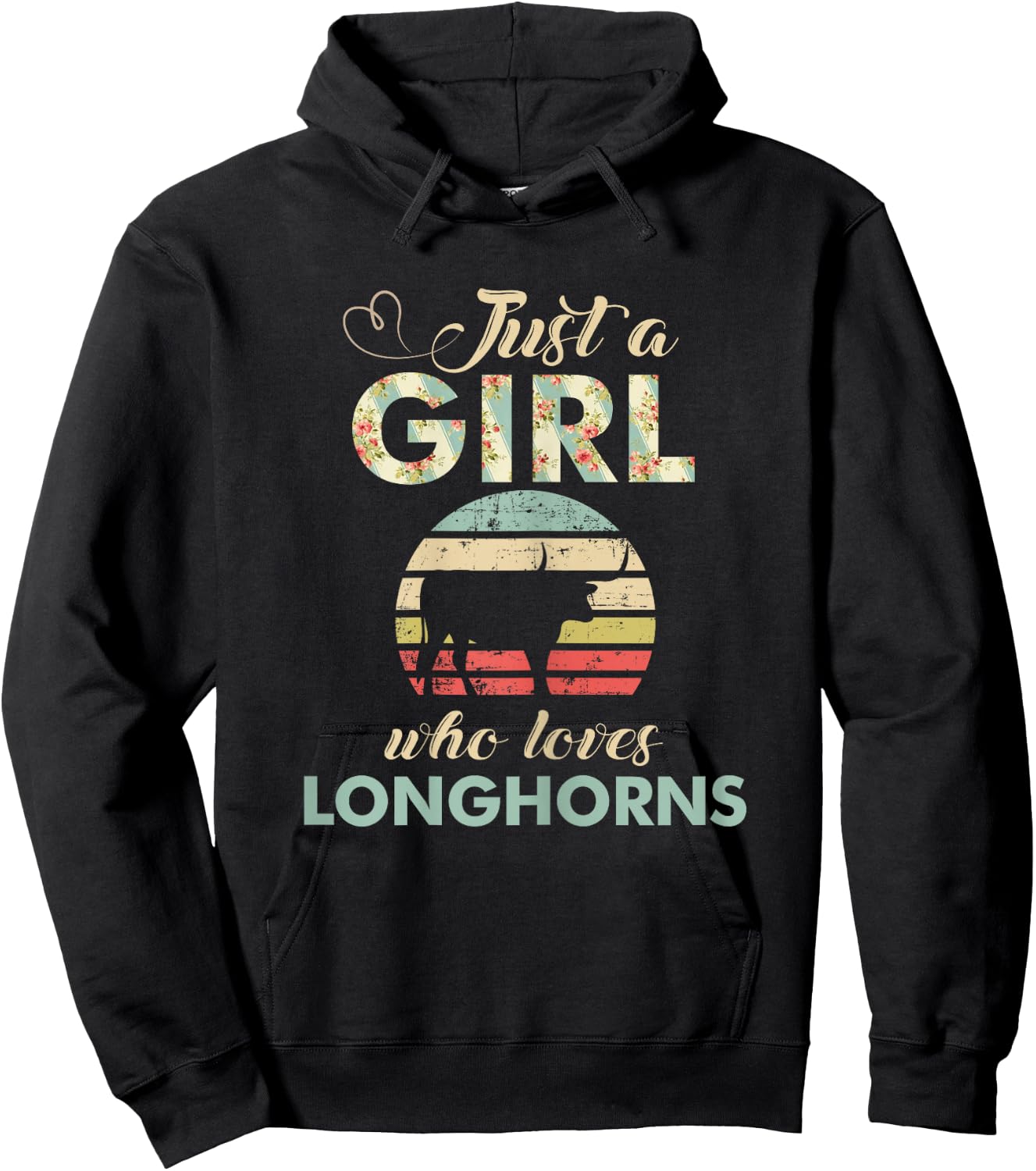 Just a Girl Who Loves Longhorns Retro Texas Longhorn Hoodie - Hoodie | Black