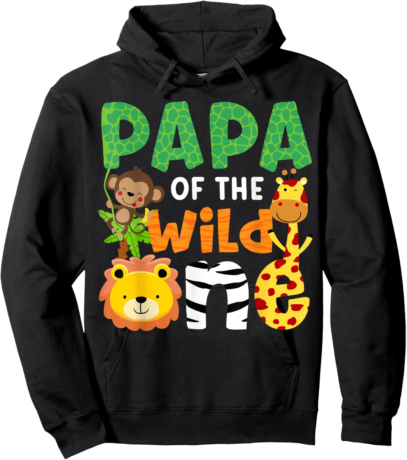 Papa of the Wild One Zoo Theme Bday Safari Jungle Animals Hoodie - Hoodie | Black