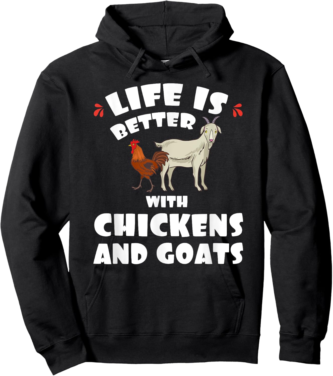 Goat and Chicken Funny Animals Farms Hoodie - Hoodie | Black