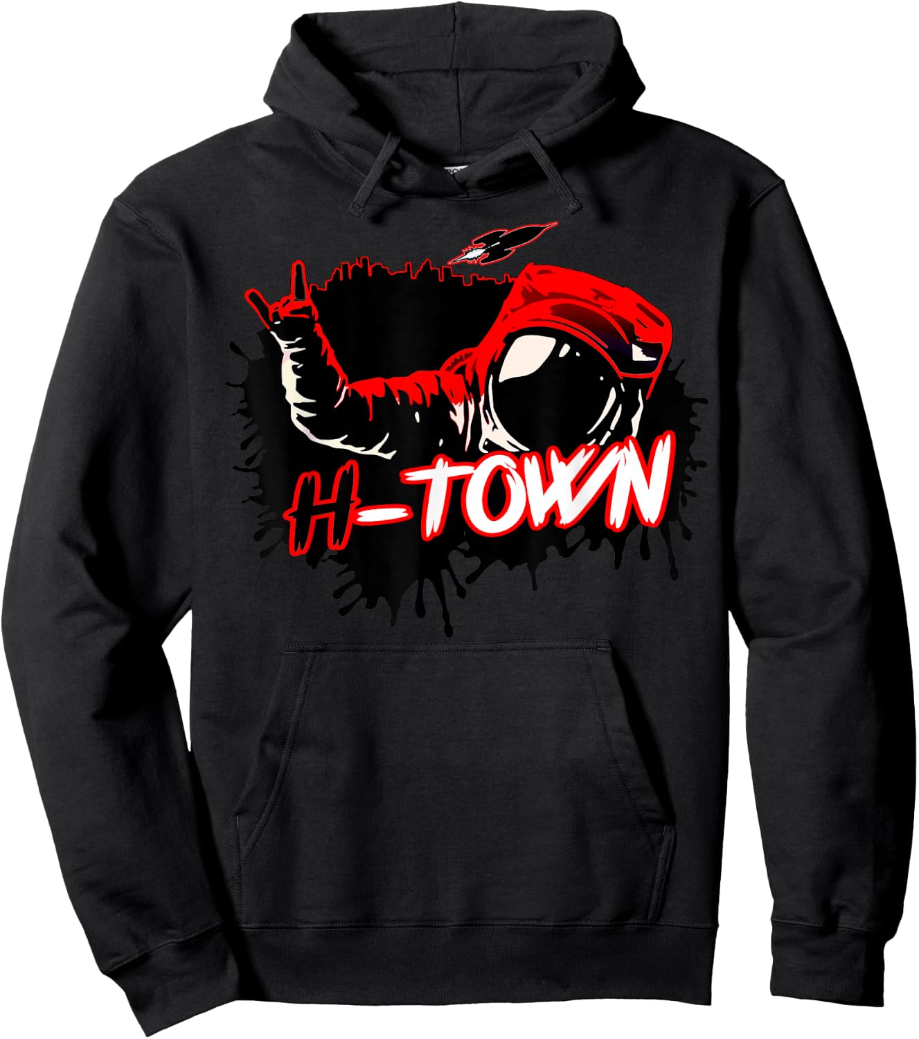Houston Texas Astronaut H-Town Hand Sign Houston Basketball Hoodie - Hoodie | Black