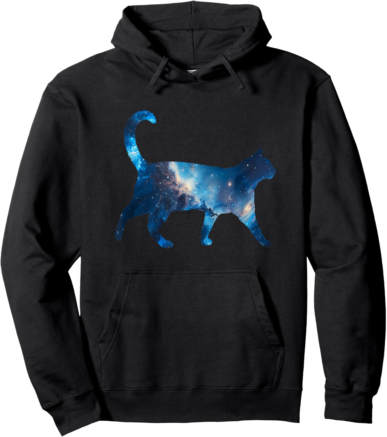 Aesthetic Silhouette Stars Space Galaxy Cat Hoodie - Hoodie | Black