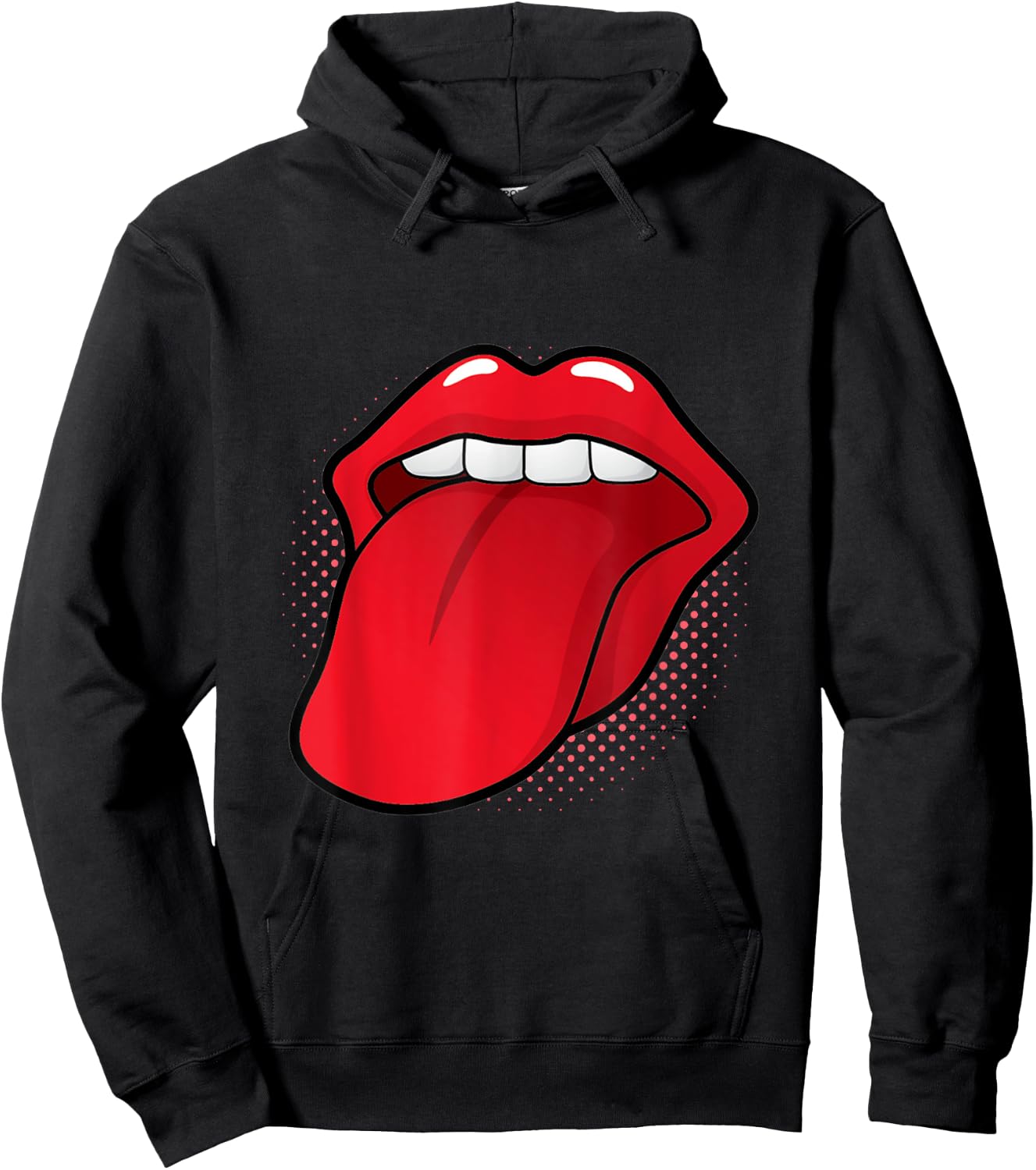 Tongue Out Red Lips Kissing Mouth Lipstick Kissing Lick Hoodie - Hoodie | Black