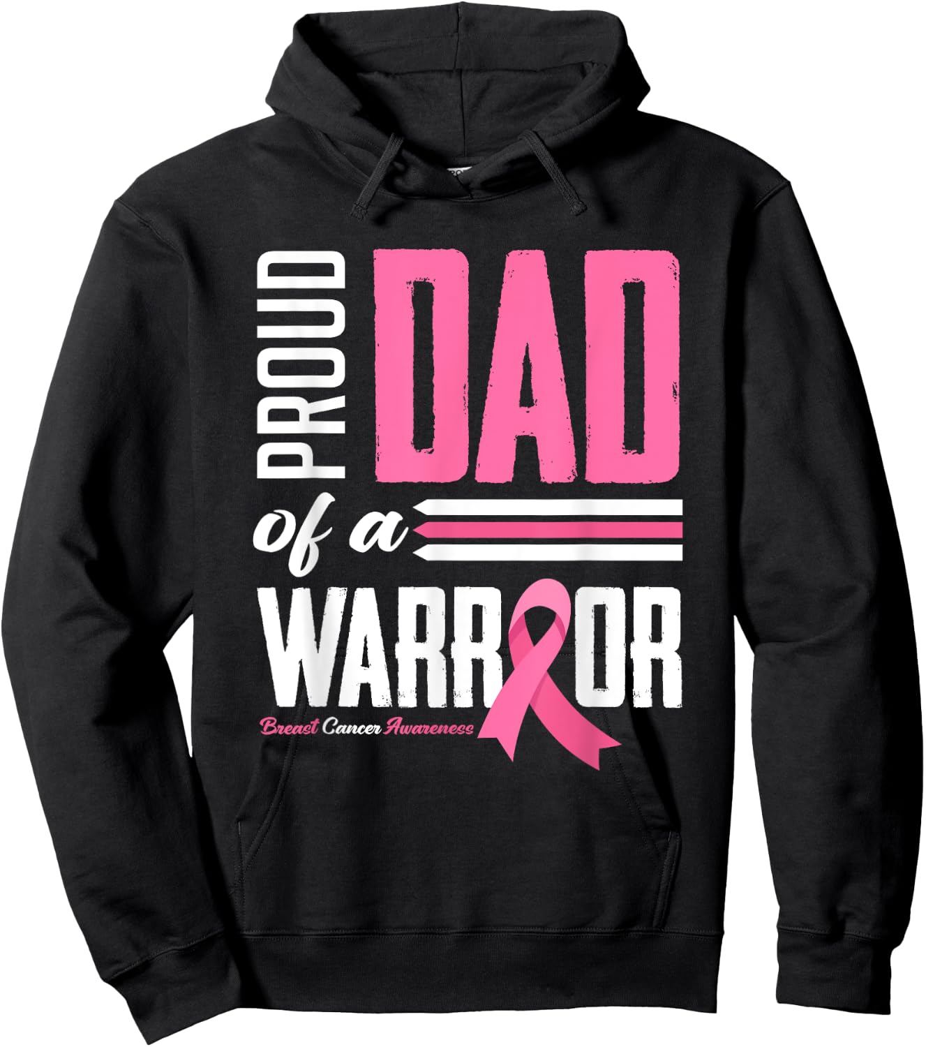 Proud Dad Of A Warrior Daughter Breast Cancer Awareness Hoodie - Hoodie | Black