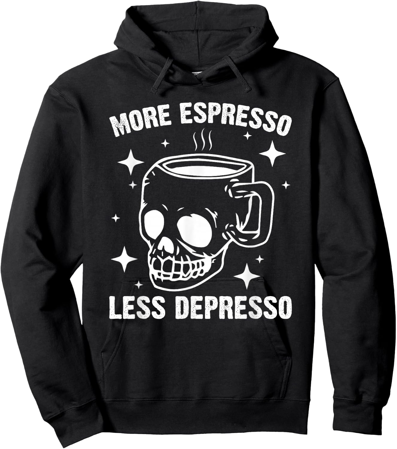 More Espresso Less Depresso - Funny Coffee Hoodie - Hoodie | Black