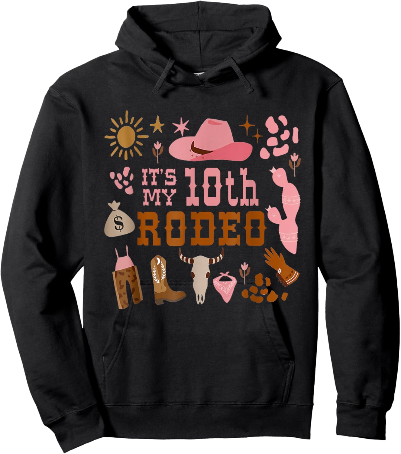 It's My 10 Year Old Shirt 10th Birthday Rodeo Cowgirl Hoodie - Hoodie | Black