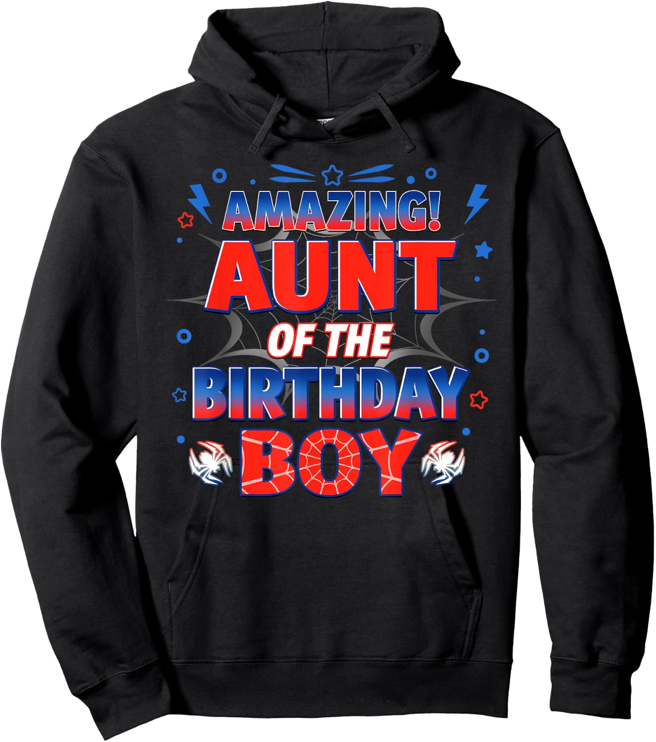 Aunt of the Birthday Boy Costume Spider Web Birthday Party Hoodie - Hoodie | Black