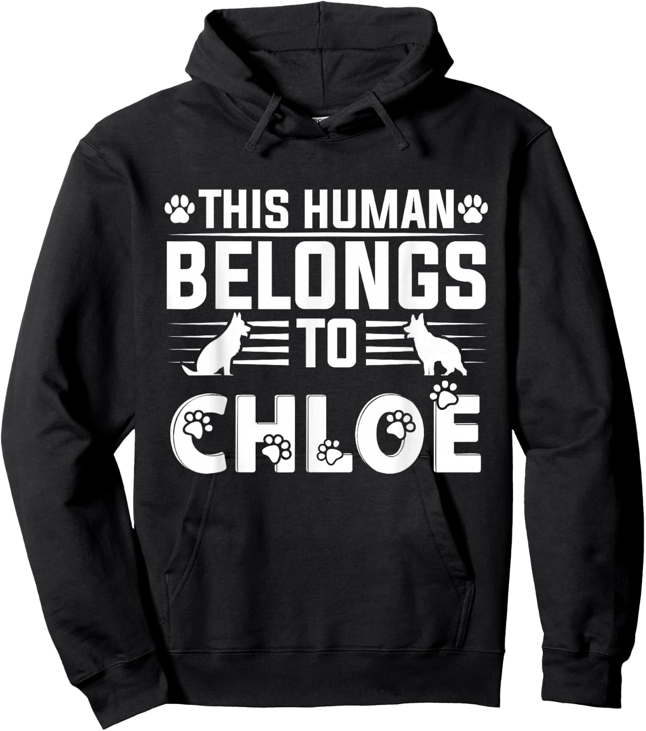 Dog Name Chloe Personalised Gift This Human Belongs To a Dog Hoodie - Hoodie | Black