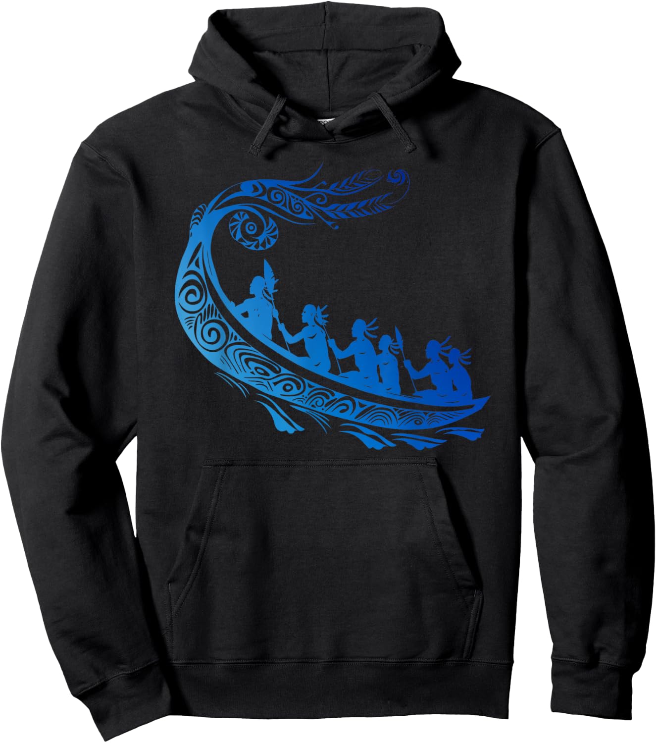 Tribal Hawaiian Outrigger Canoe Shirt - Hawaiian Tribal Hoodie - Hoodie | Black