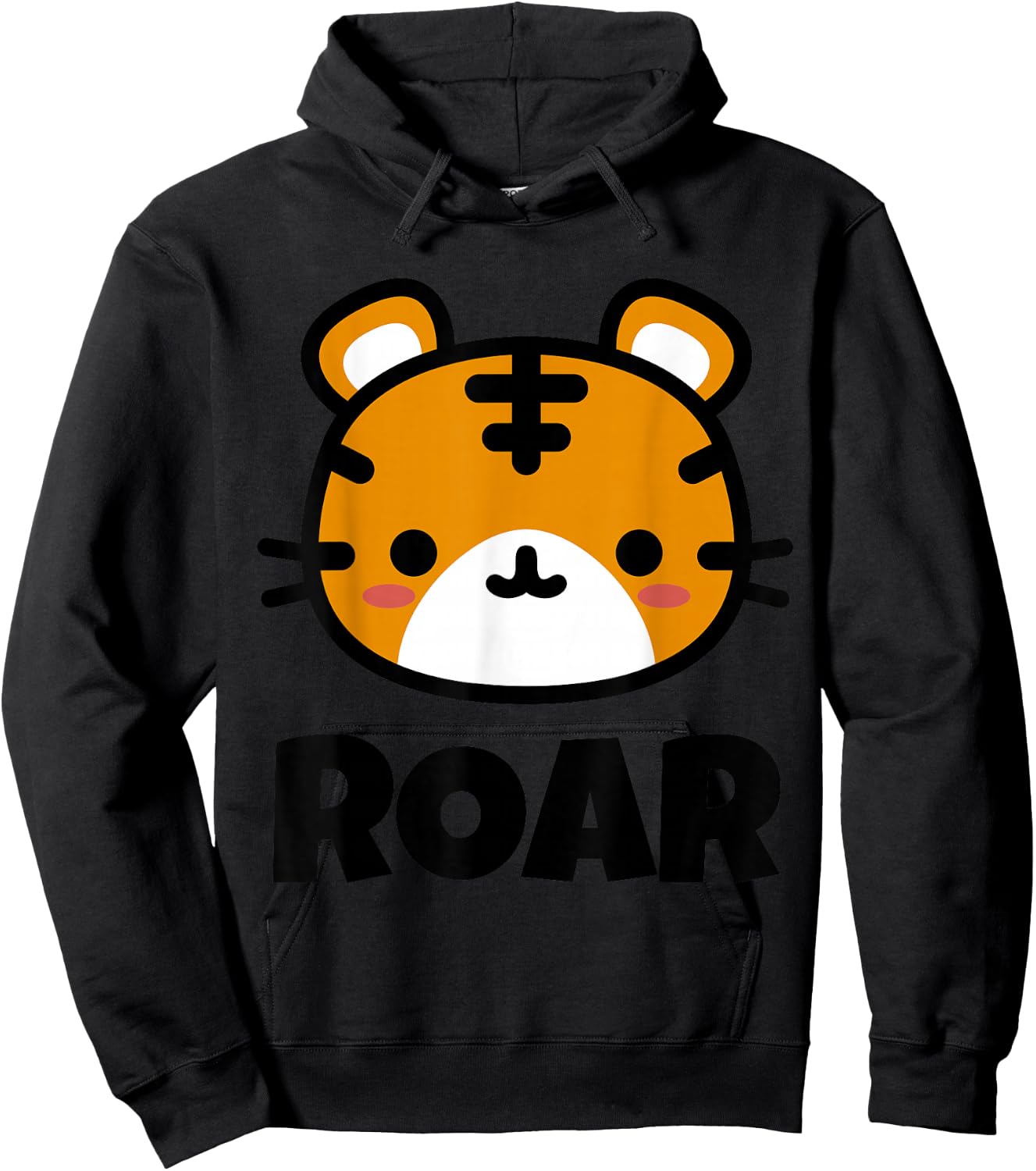 Roar Cute Childrens Tiger Shirts for Kids Cartoon Tiger Face Hoodie - Hoodie | Black