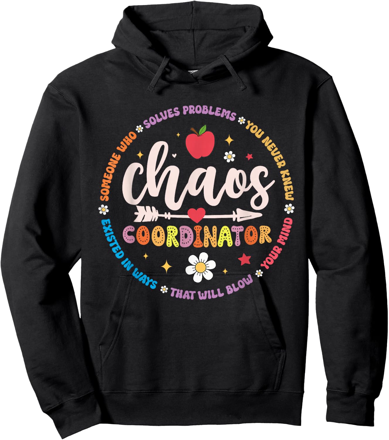 Cute Chaos Coordinator Teacher Funny First Day of School Hoodie - Hoodie | Black