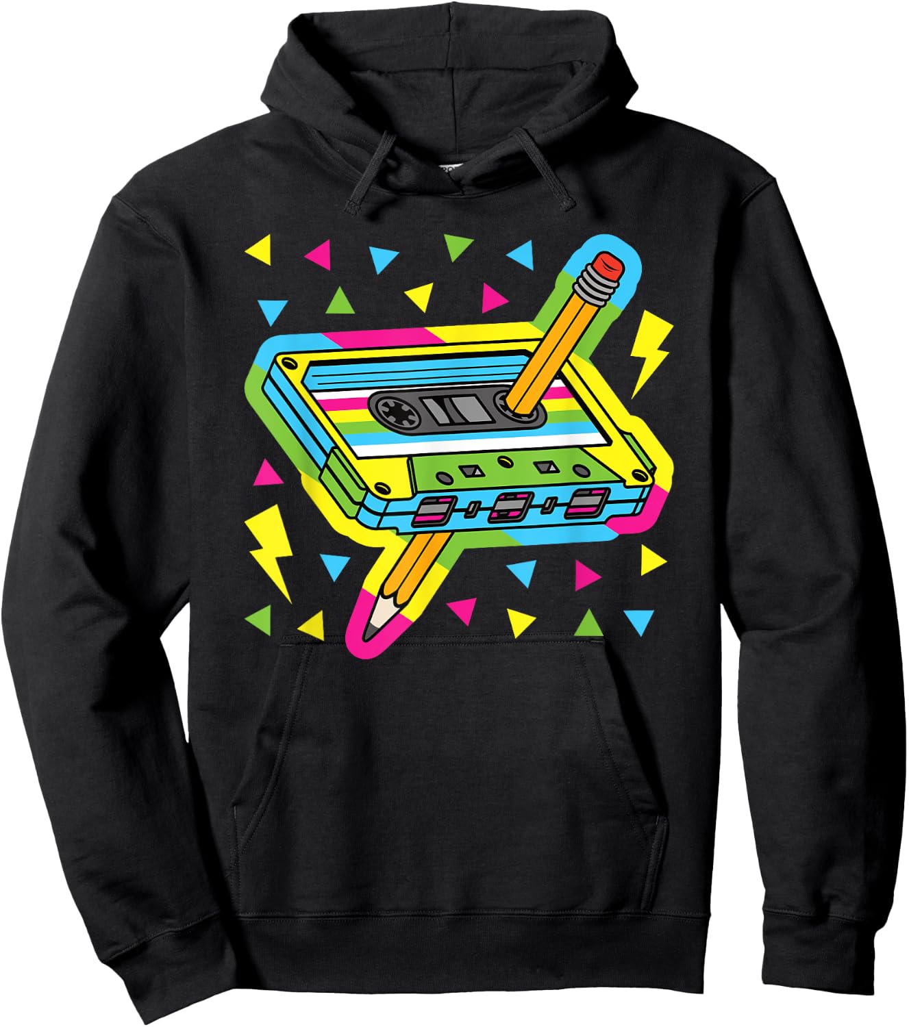 Vintage Cassette Tape Pencil 80s 90s Retro Music Mixtape Hoodie - Hoodie | Black