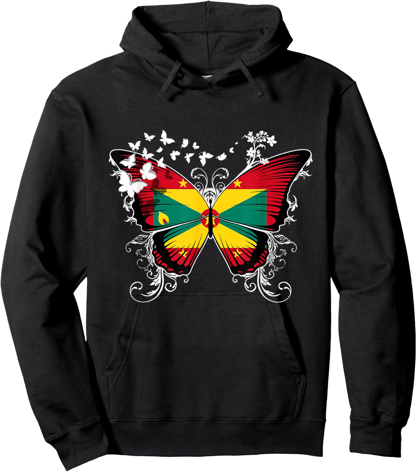 Grenada Flag Shirt Butterfly Graphic T Shirt Hoodie - Hoodie | Black