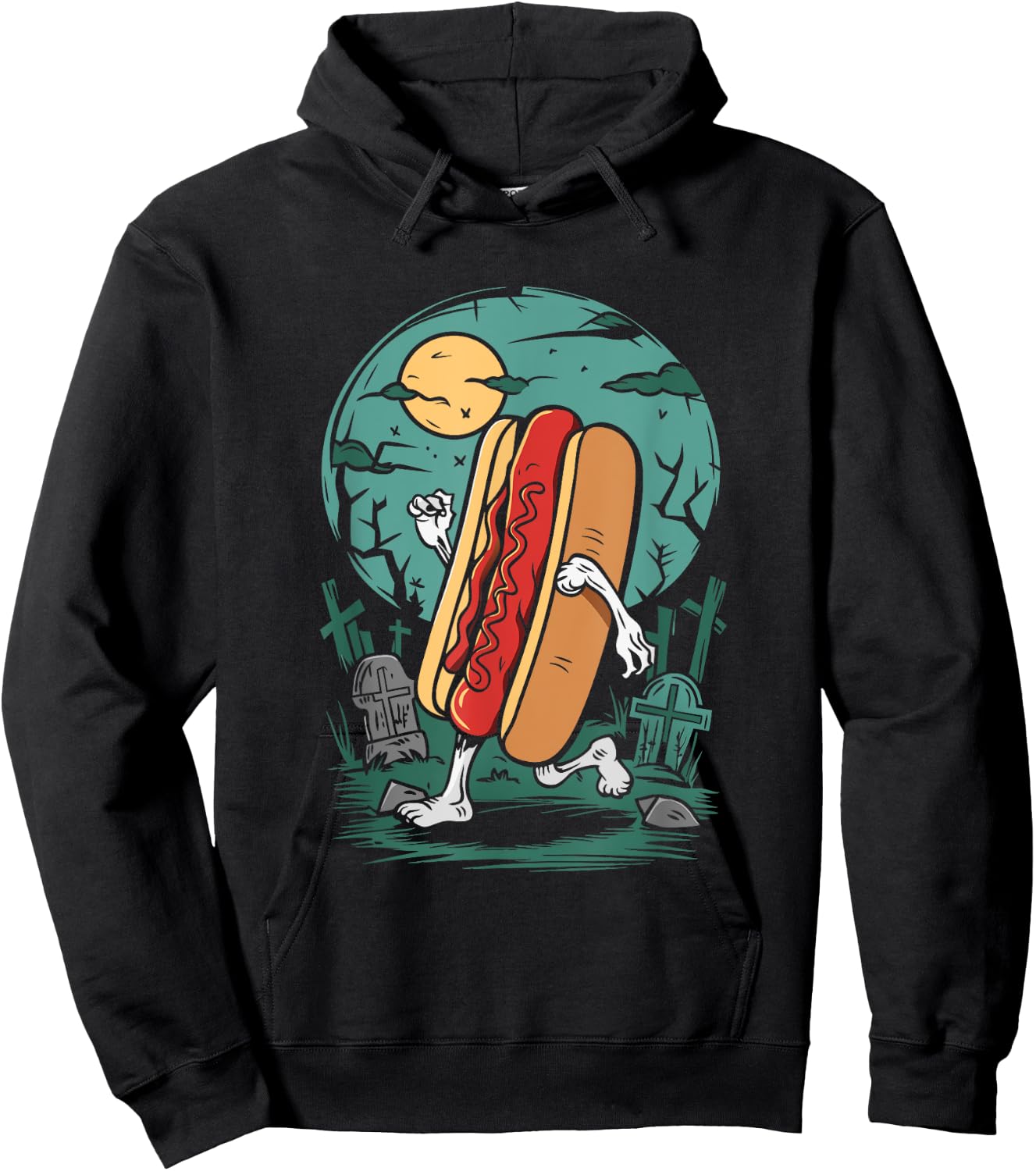 Hot Dog Zombie - Vintage Creepy Zombie Halloween Lover Men Women Kids Hoodie - Hoodie | Black