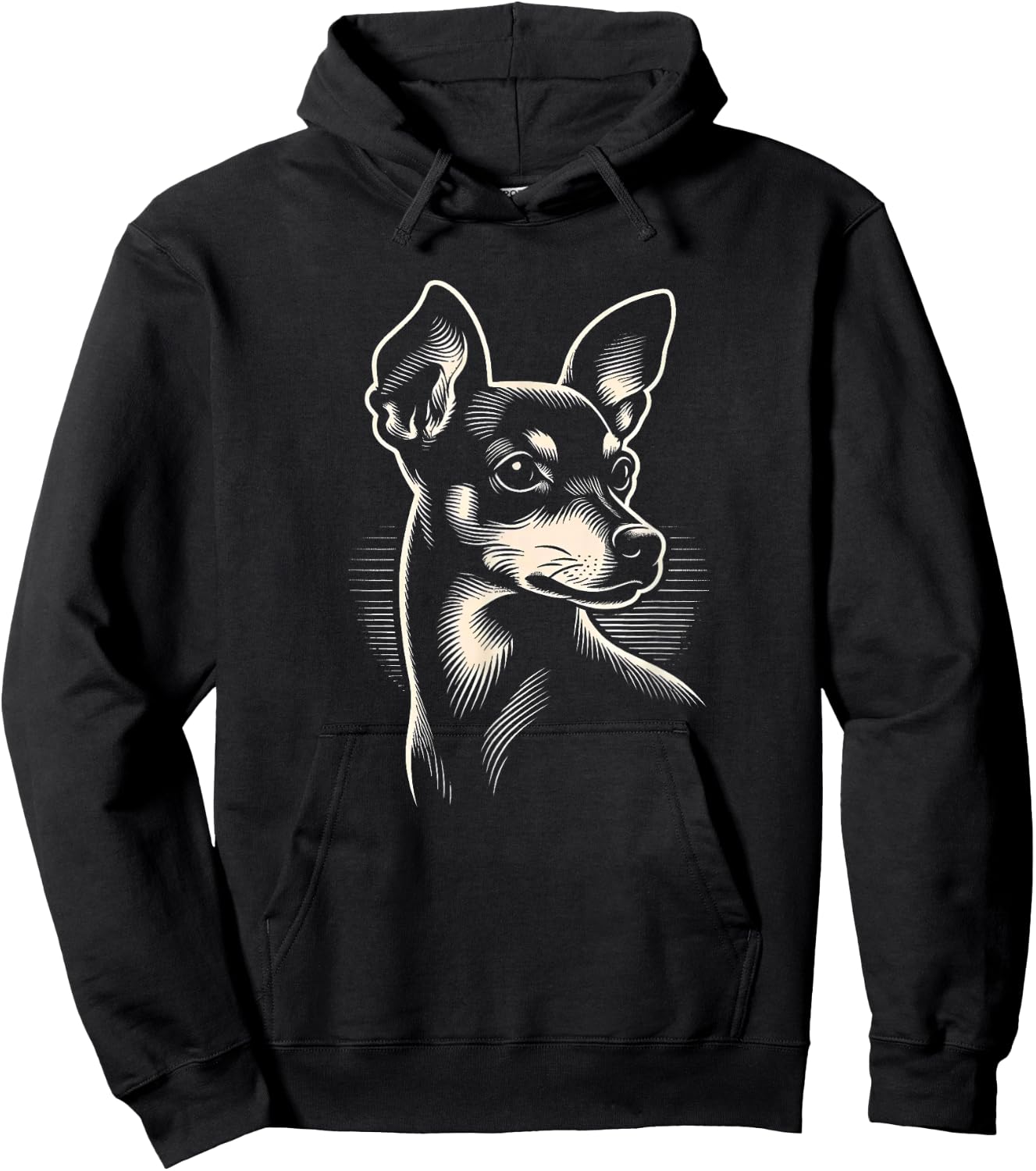 Miniature Pinscher Dog Face Art Design and Hoodie - Hoodie | Black