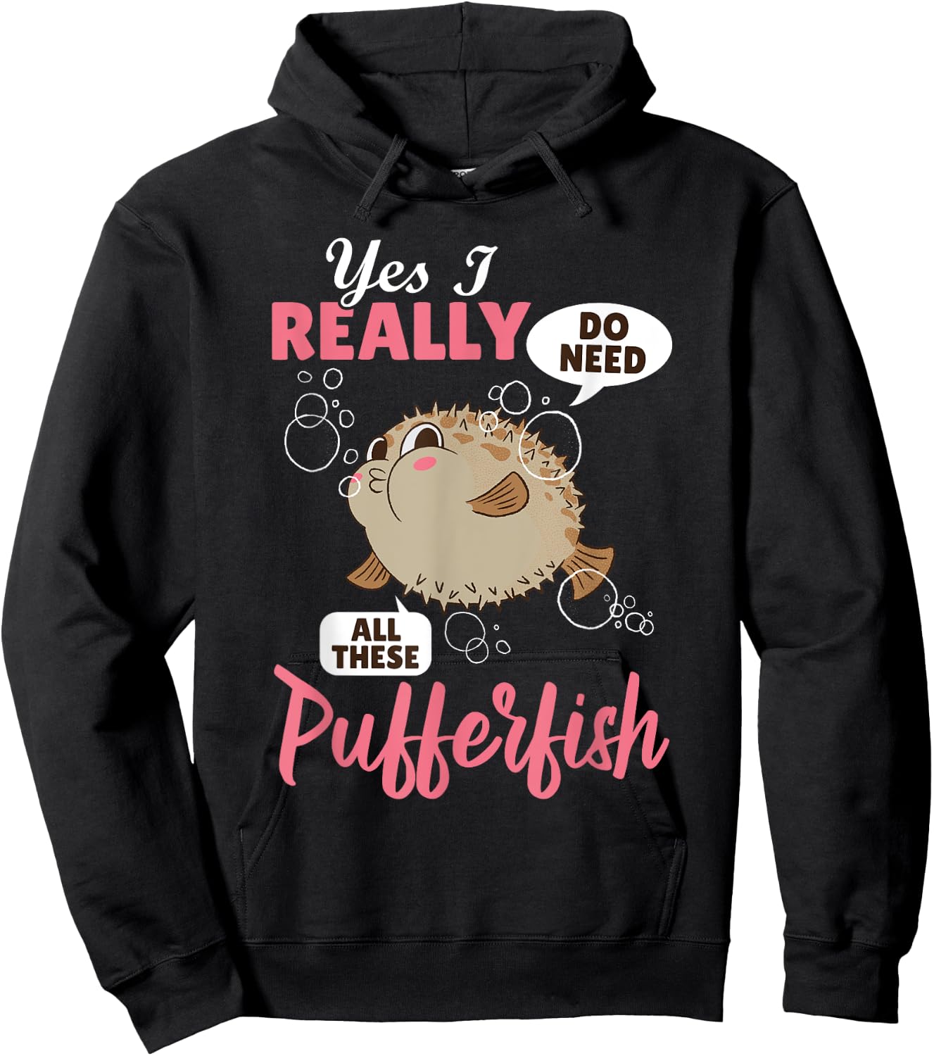 Pufferfish Animals Funny Fish Cute Balloonfish Hoodie - Hoodie | Black