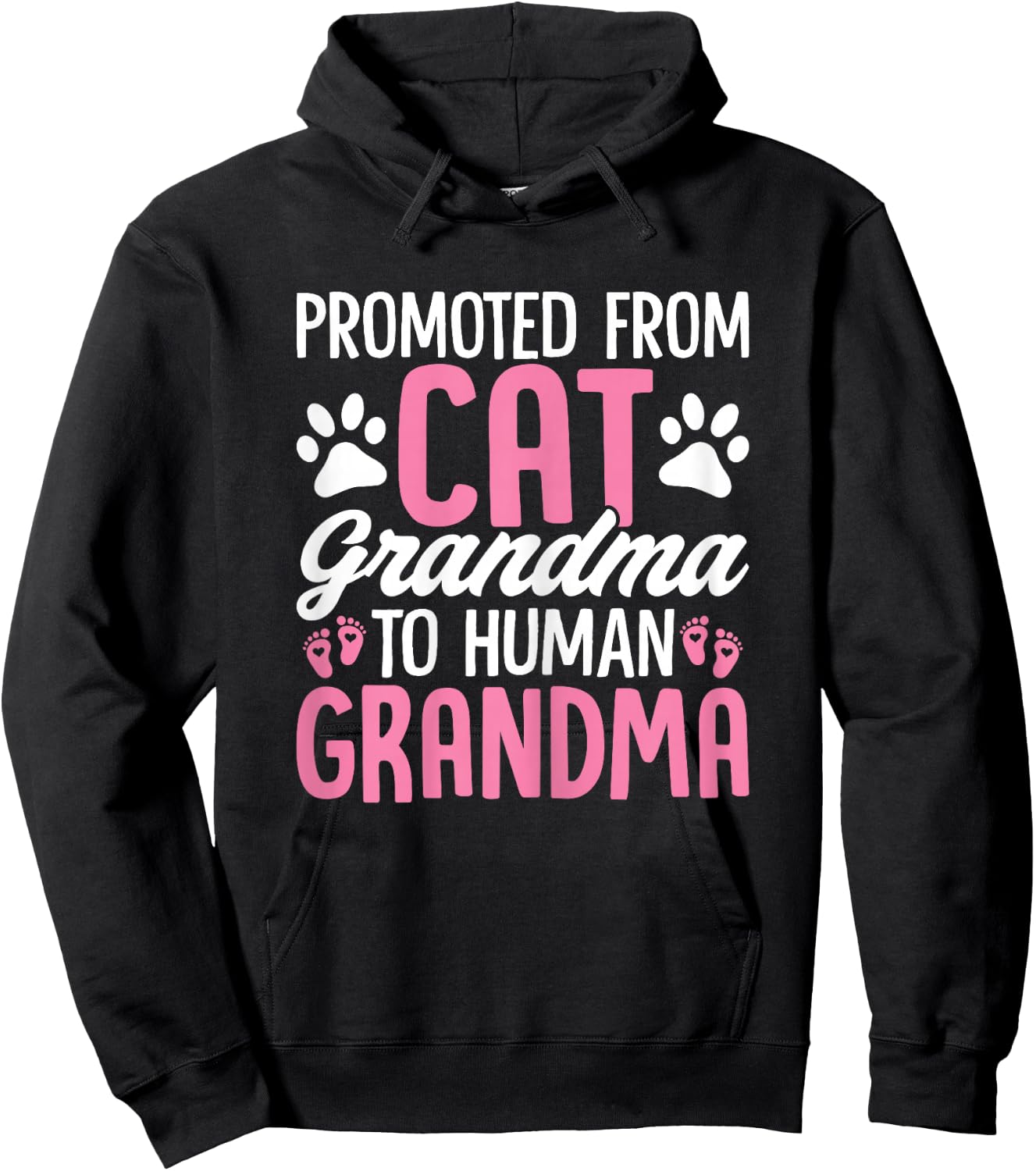 Promoted from Cat Grandma to Human Grandma Funny Cats Hoodie - Hoodie | Black