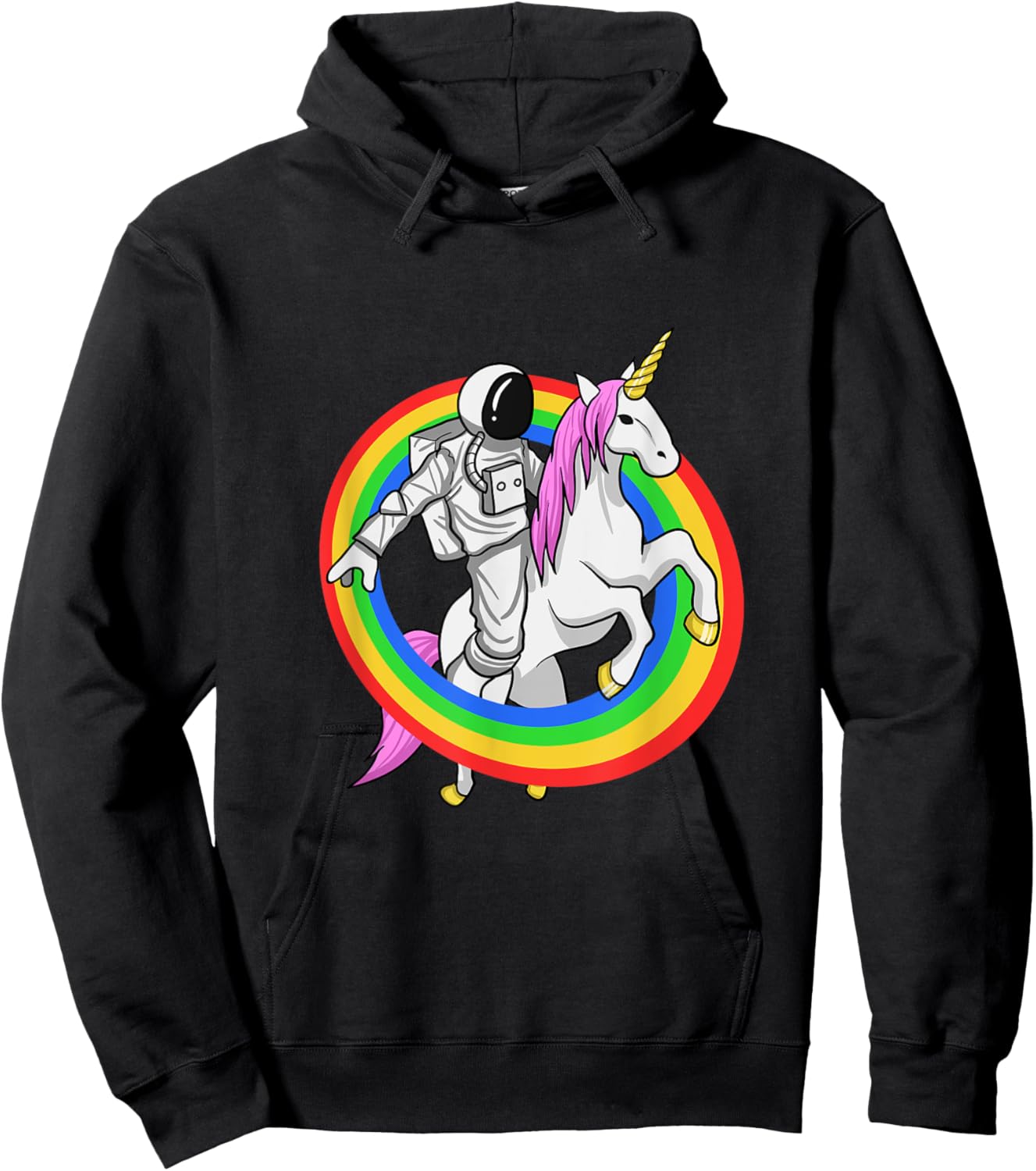 Astronaut Riding Unicorn Shirt Galaxy Space Travel Hoodie - Hoodie | Black