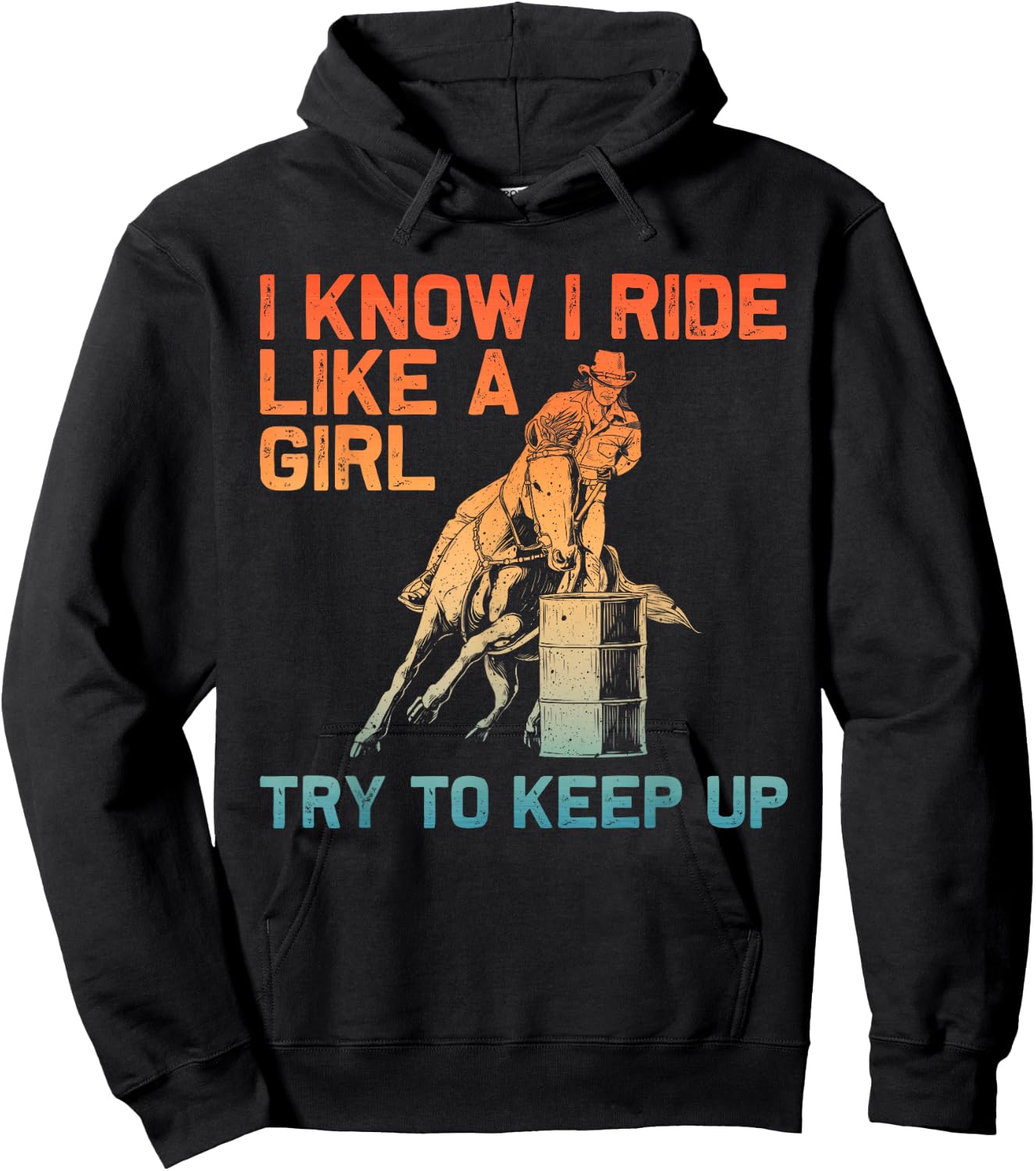 Barrel Racing Design Girls Cowgirl Barrel Racing Hoodie - Hoodie | Black