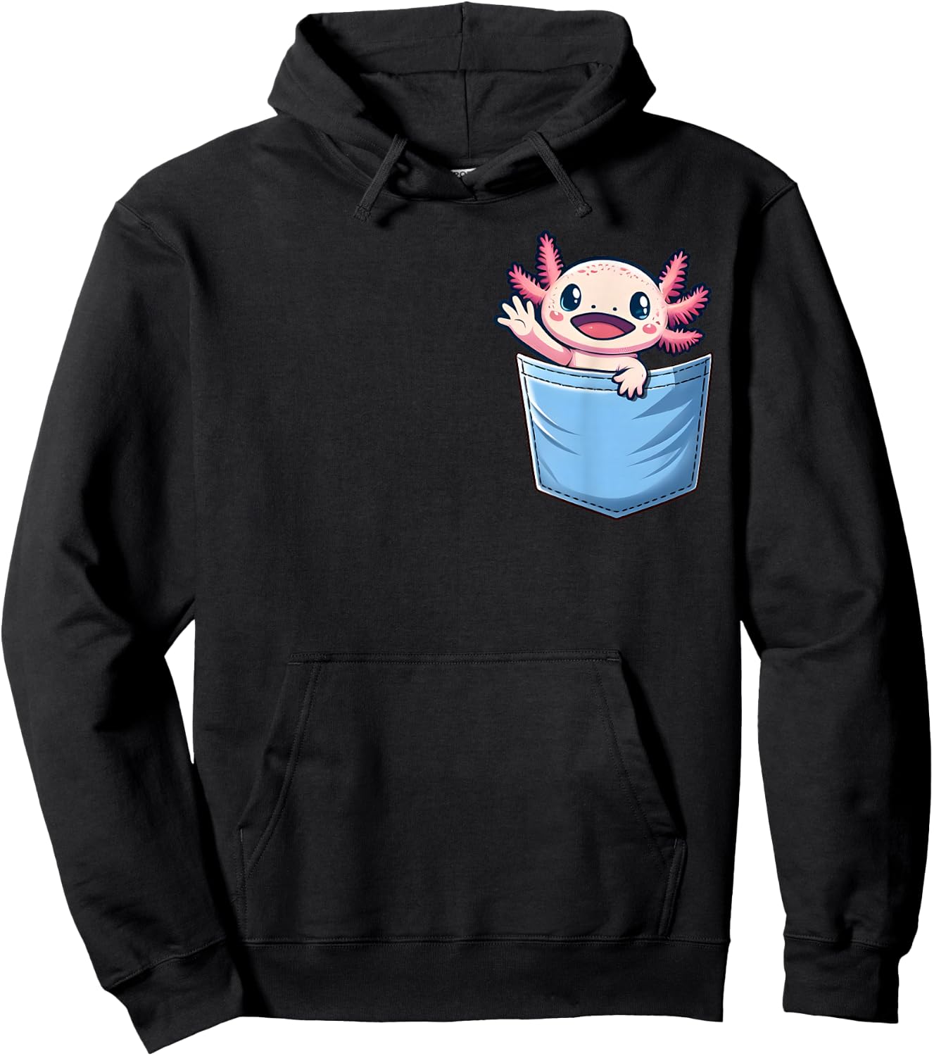Axolotl Pocket Animal Surprise Pocket-Sized Wonder Hoodie - Hoodie | Black