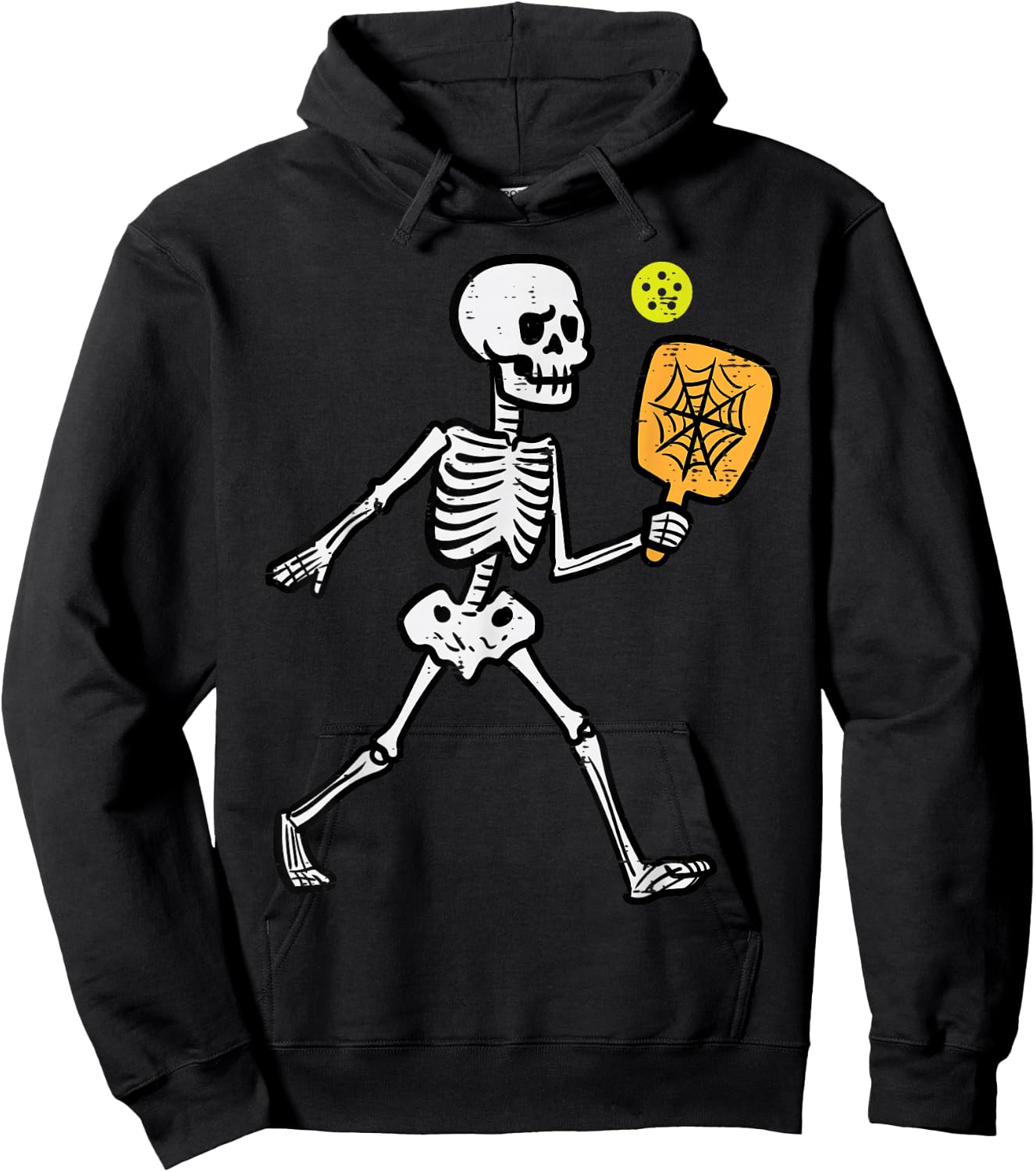 Halloween Skeleton Pickle Ball Costume Sports Women Kids Men Hoodie - Hoodie | Black