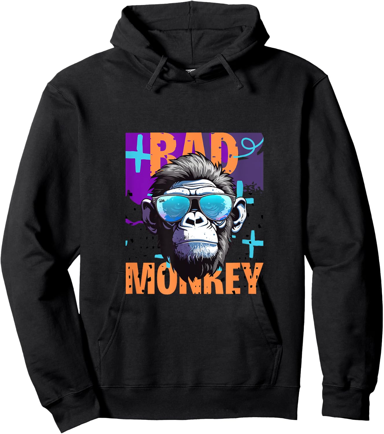 Jon De Voui Bad Monkey - -Adults, Kids - Black - Small - Short Sleeve Hoodie - Hoodie | Black