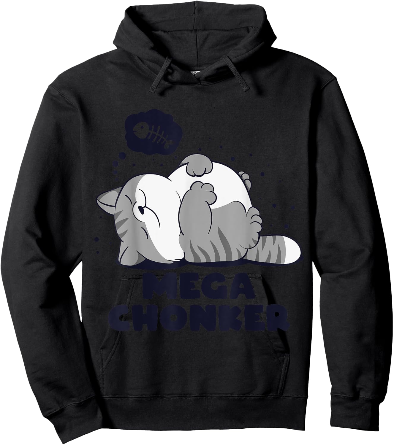 Mega chonker Lazy chonk Cat Funny meme design Women Girls Kids Hoodie - Hoodie | Black