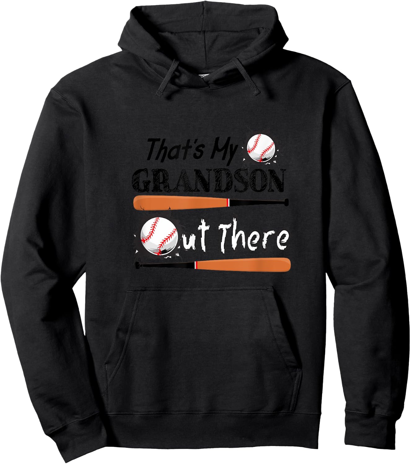 That's My Grandson Out There Baseball Grandma Father's Day Hoodie - Hoodie | Black